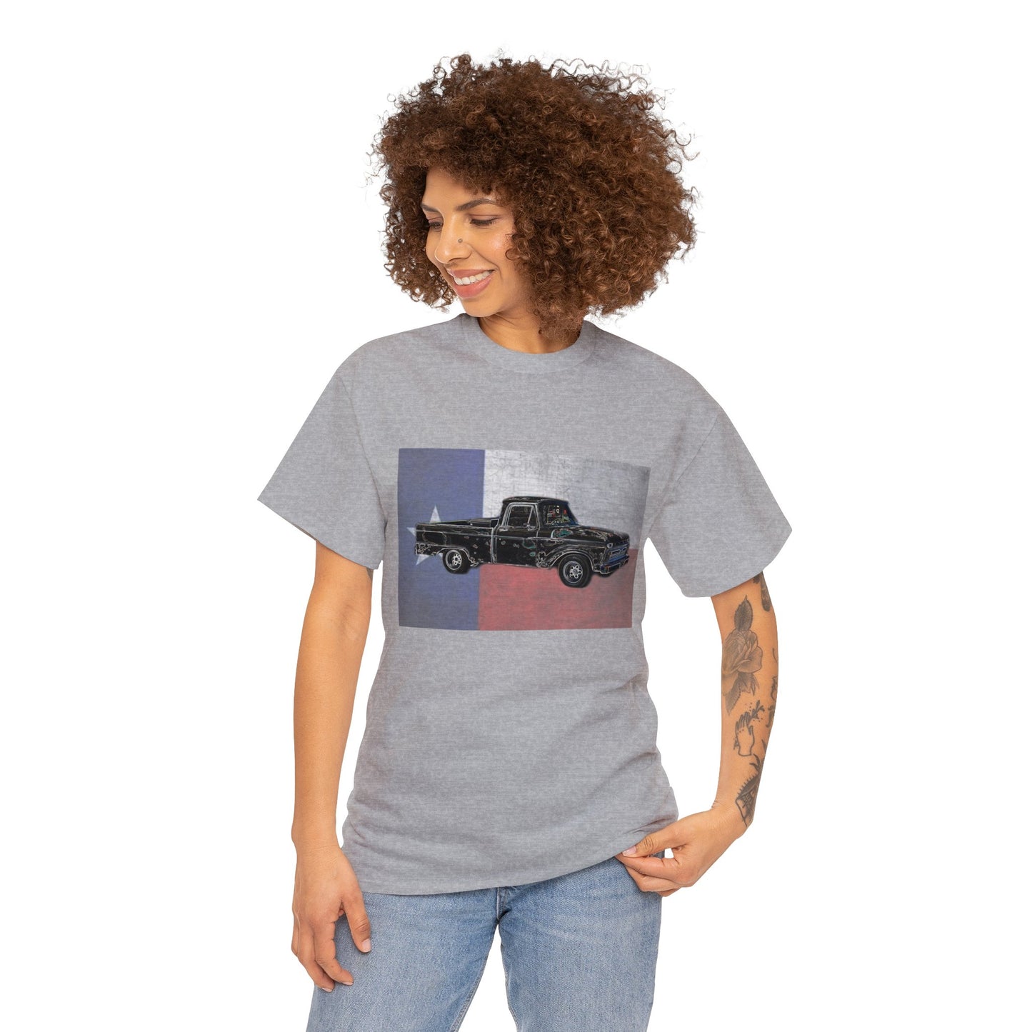 Vintage Texas Flag Pickup Truck Heavy Cotton Tee