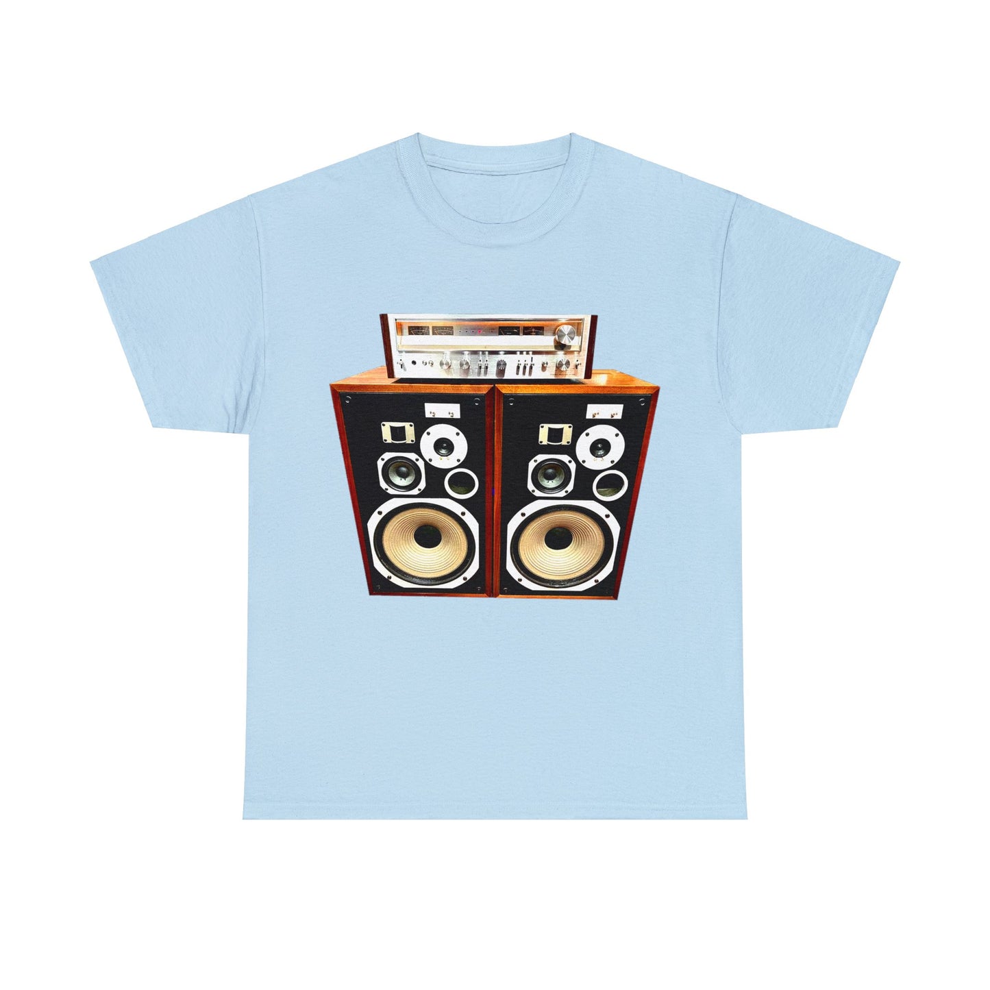 Vintage Stereo Receiver and Speakers, Audiophile, Retro Stereo, High Fidelity Heavy Cotton Tee