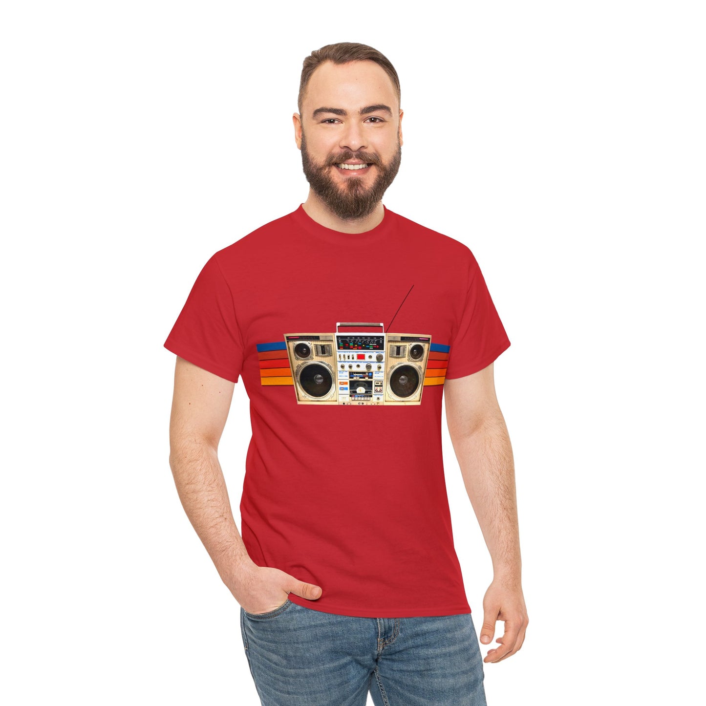 Jam Box, Ghetto Blaster, Boombox, Vintage Radio, Retro Cassette Player Heavy Cotton Tee