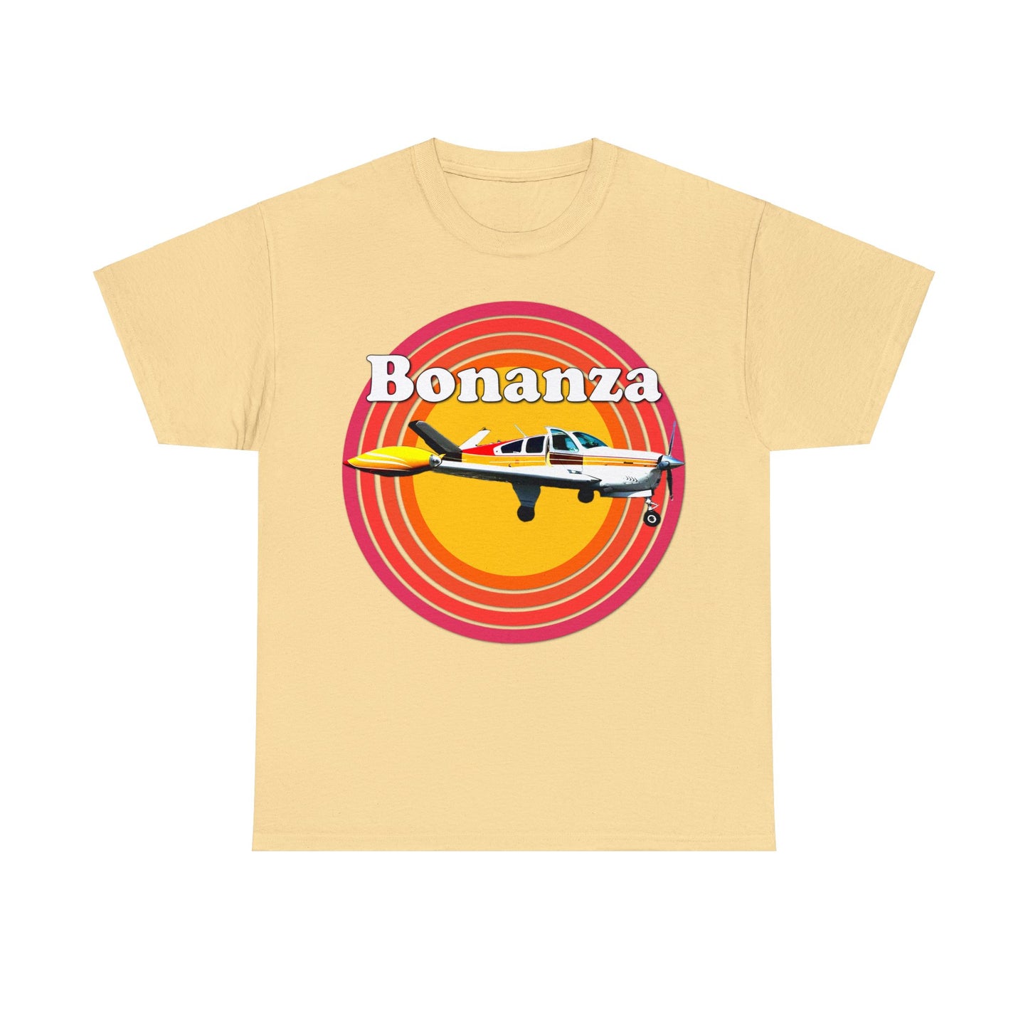 Vintage Bonanza Airplane, 1970s Private Airplane, Turbo Prop Aircraft Heavy Cotton Tee