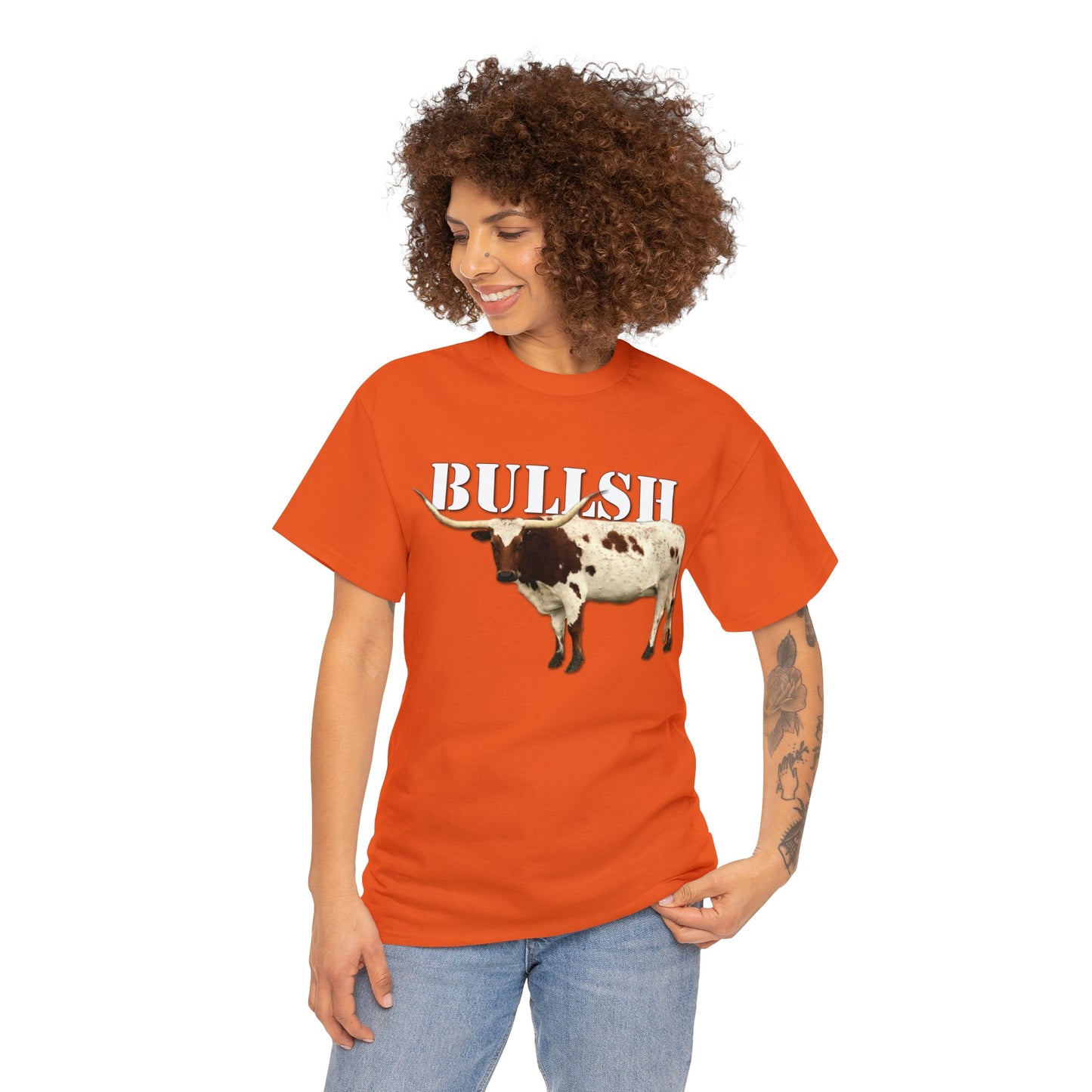 Bullsh, Longhorn, Cow, Cattle, Funny, Texas, Country Heavy Cotton Tee