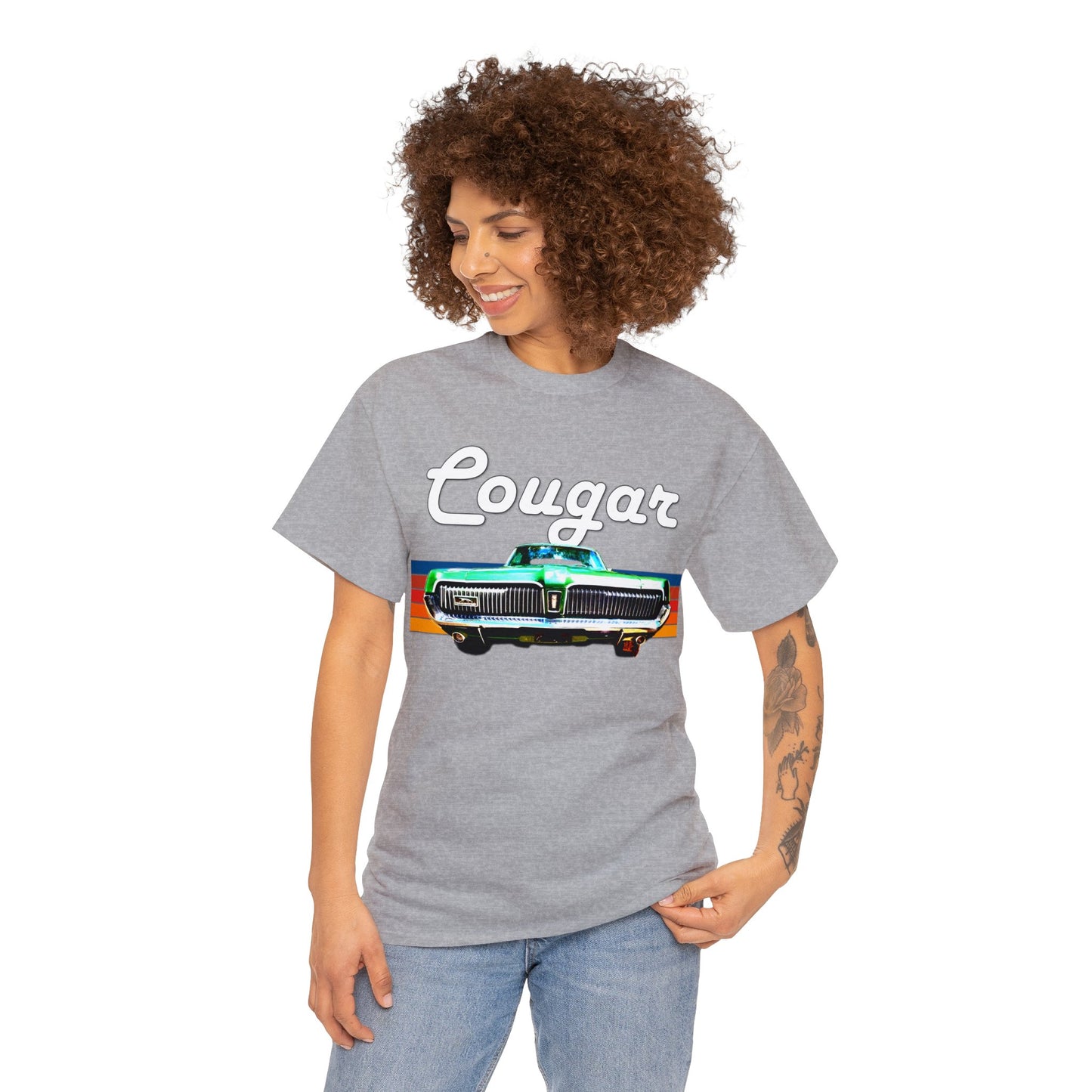 Mercury Cougar, Vintage American Muscle Car, Cougar Car, 1960s car Heavy Cotton Tee