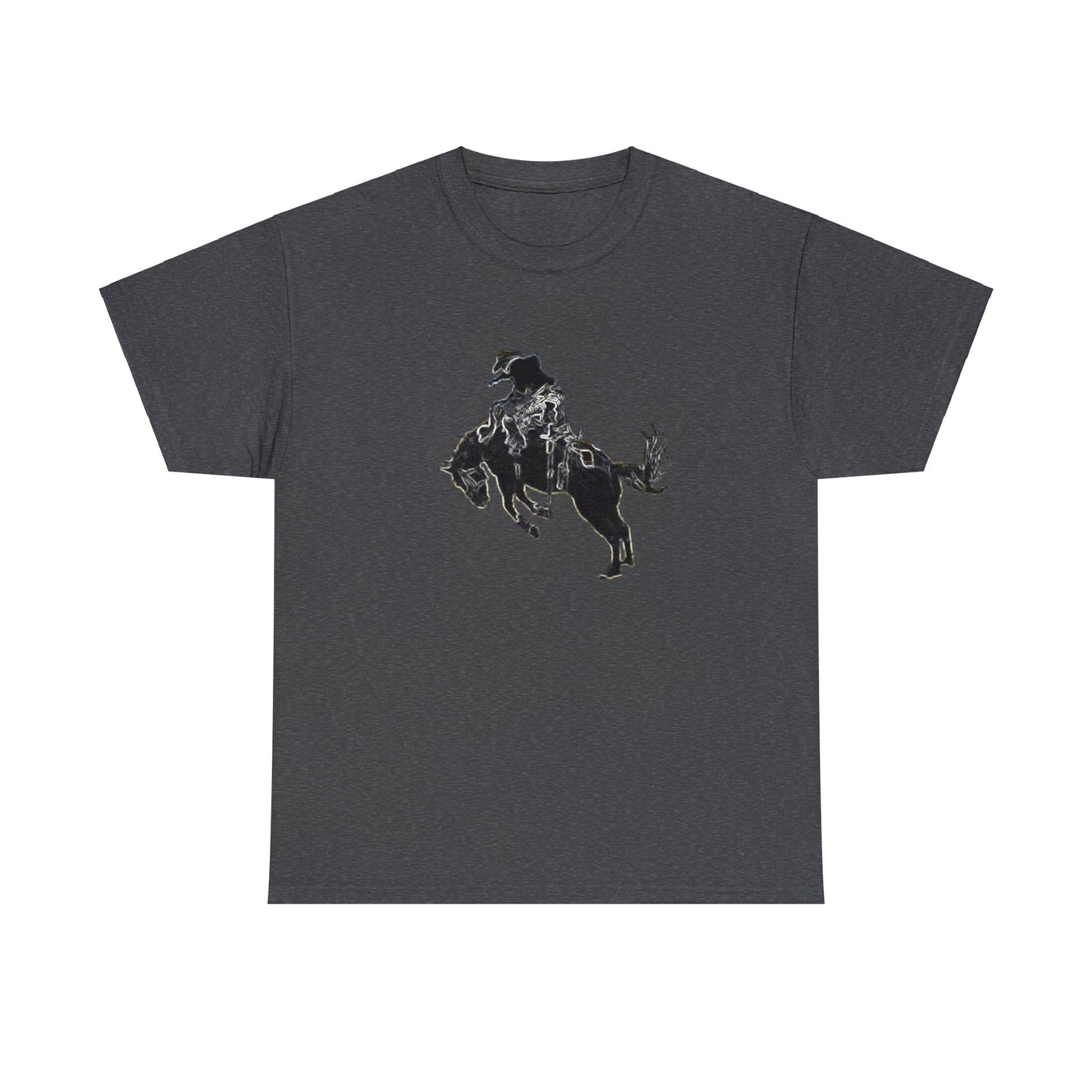 Rodeo, Bronco Rider, Bronc Buster, Cowboy Rider, Horse Rider, Wild Horse Heavy Cotton Tee