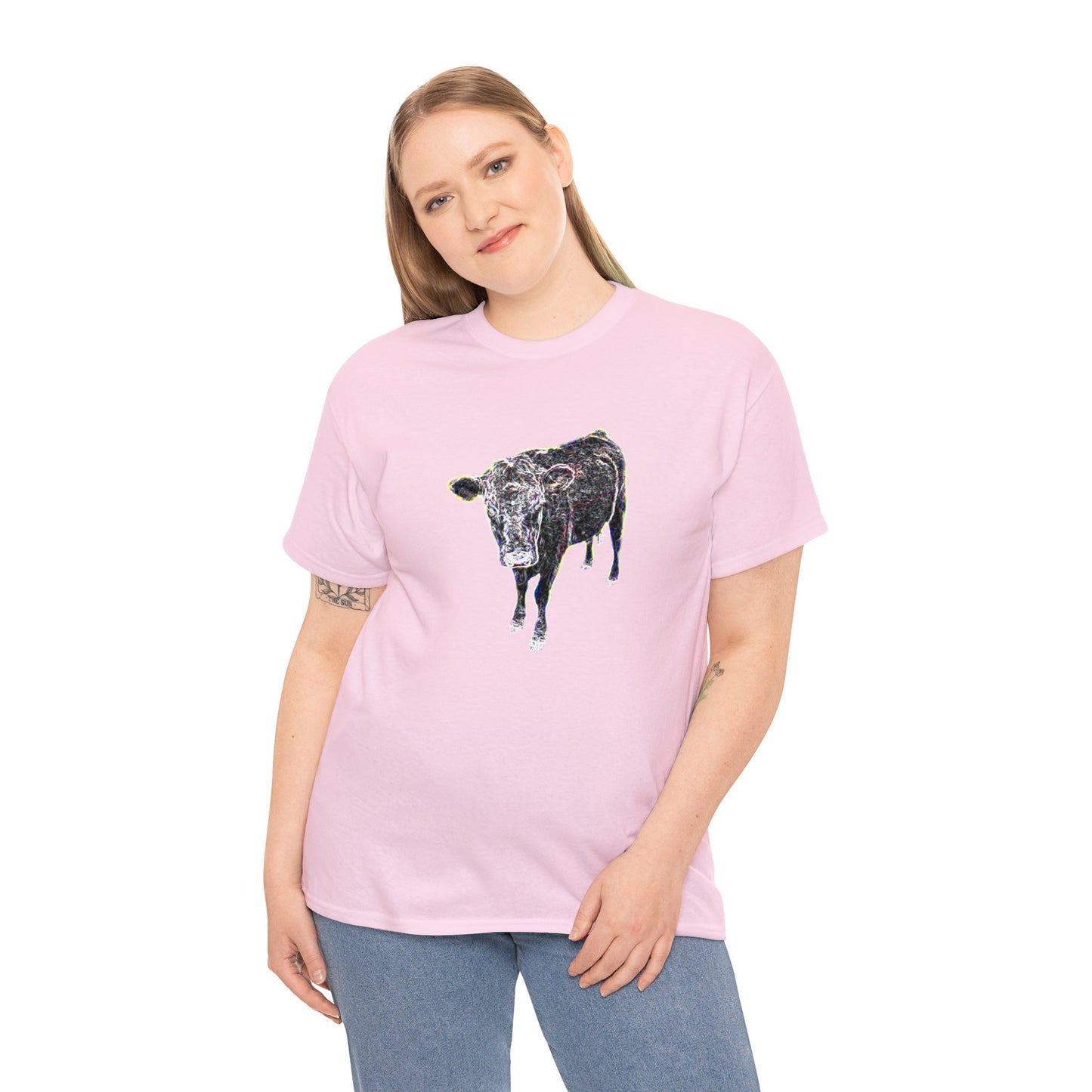 Vintage Retro Cow on the Farm Heavy Cotton Tee