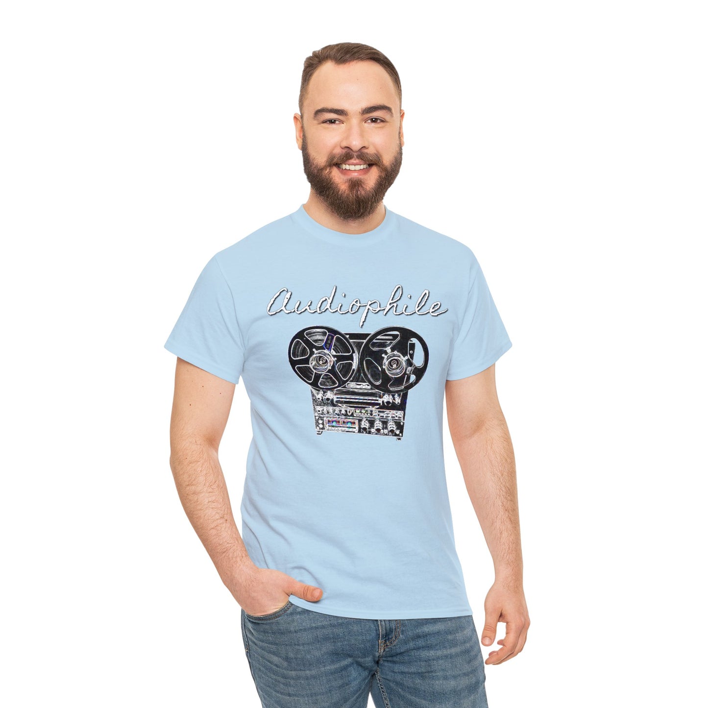 Vintage Reel-to-Reel Tape Player Unisex Heavy Cotton Tee