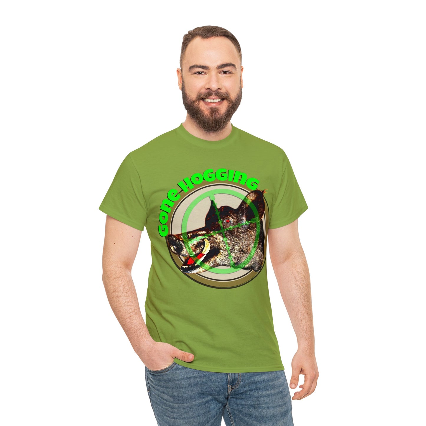 Wild Hog Hunter, Wild Hog, Hog Wild, Hog Boar Hunting Heavy Cotton Tee