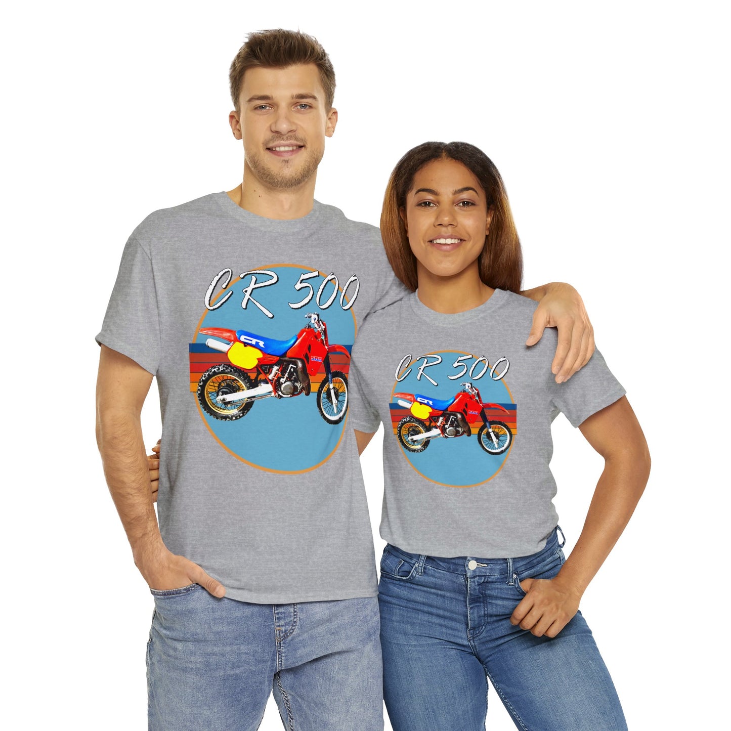 CR 500 Vintage Retro Motor Cross Motocross Motorcycle Dirt Bike Heavy Cotton Tee