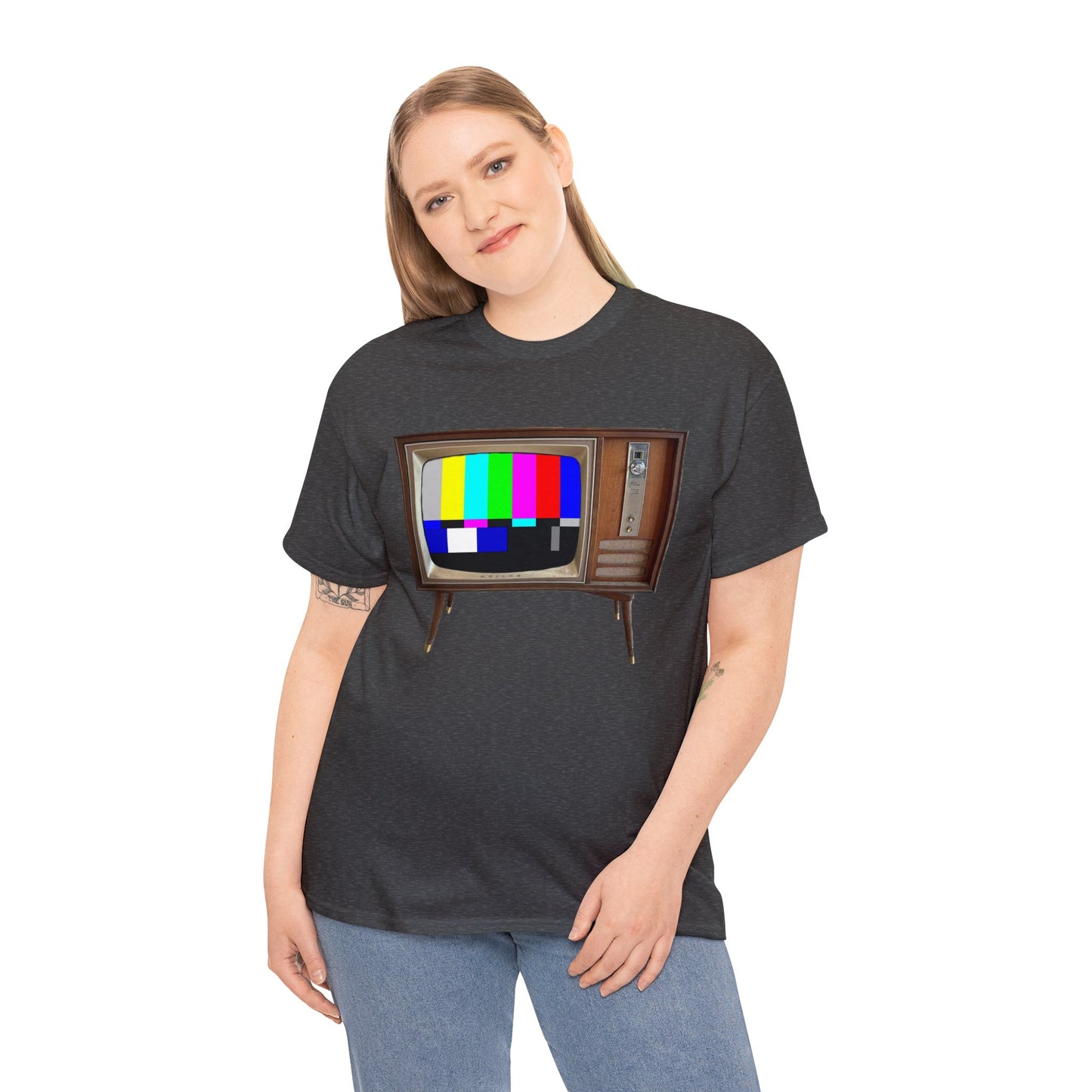 Vintage Television, Tube TV, Sign Off Screen, Old School, Vintage, Retro Heavy Cotton Tee