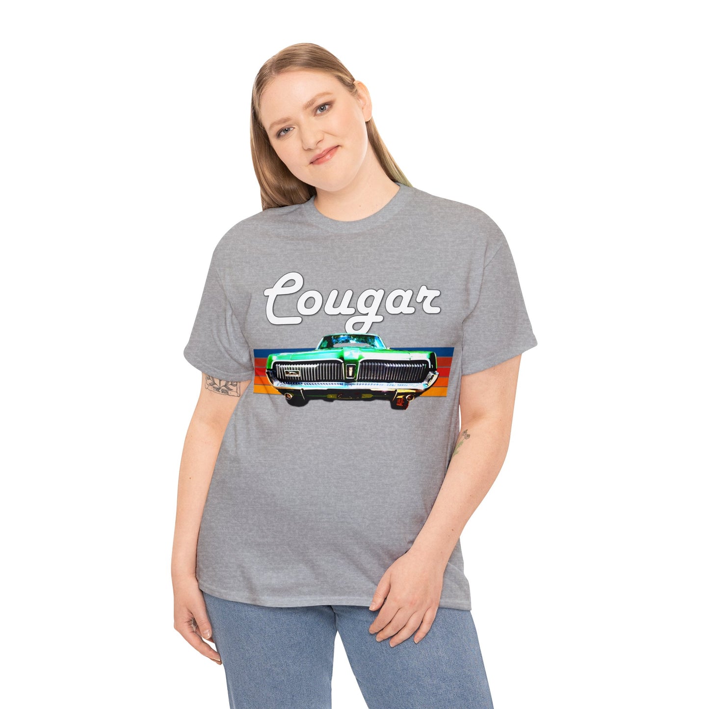 Mercury Cougar, Vintage American Muscle Car, Cougar Car, 1960s car Heavy Cotton Tee