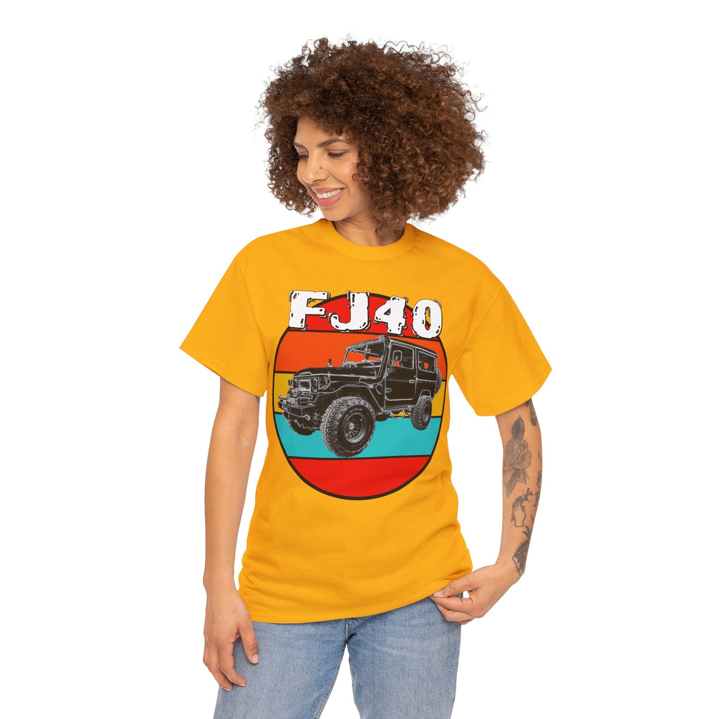 FJ 40 4x4 Off Road Truck Vintage Retro Heavy Cotton Tee