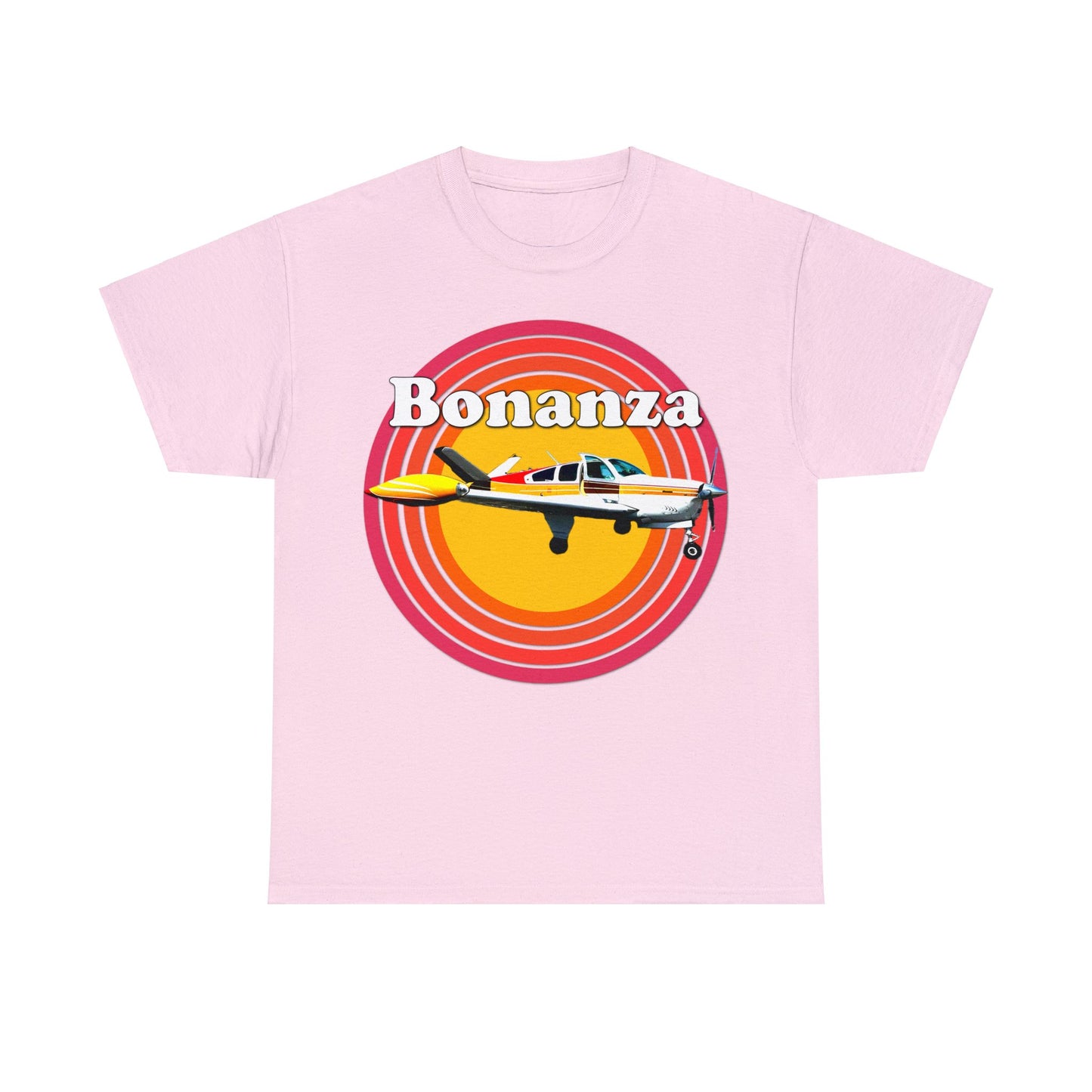 Vintage Bonanza Airplane, 1970s Private Airplane, Turbo Prop Aircraft Heavy Cotton Tee