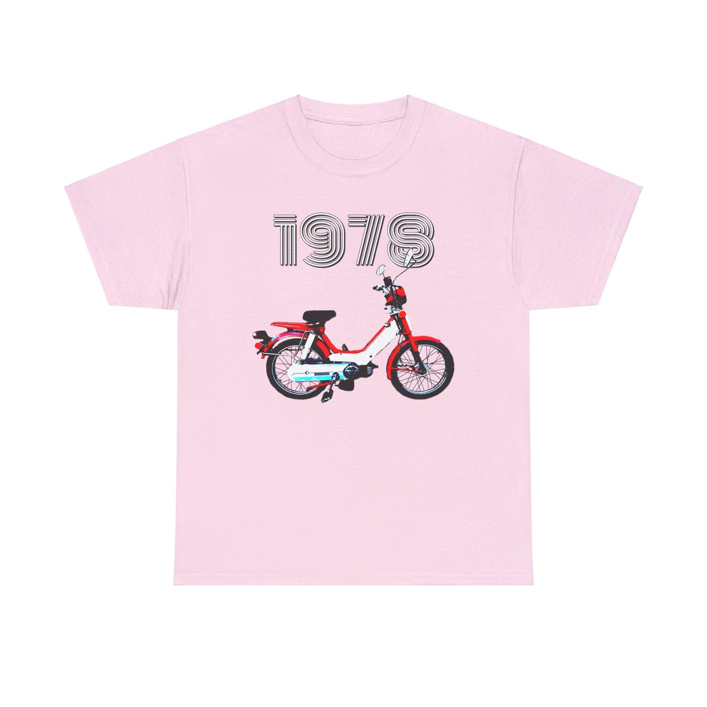 Vintage 1978 Pedal Moped Scooter Mini Bike Motorcycle Moped Heavy Cotton Tee