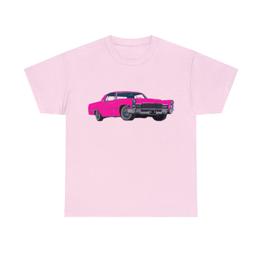 Pink Cadillac, Vintage Car, Caddy Daddy, Retro DeVille Heavy Cotton Tee