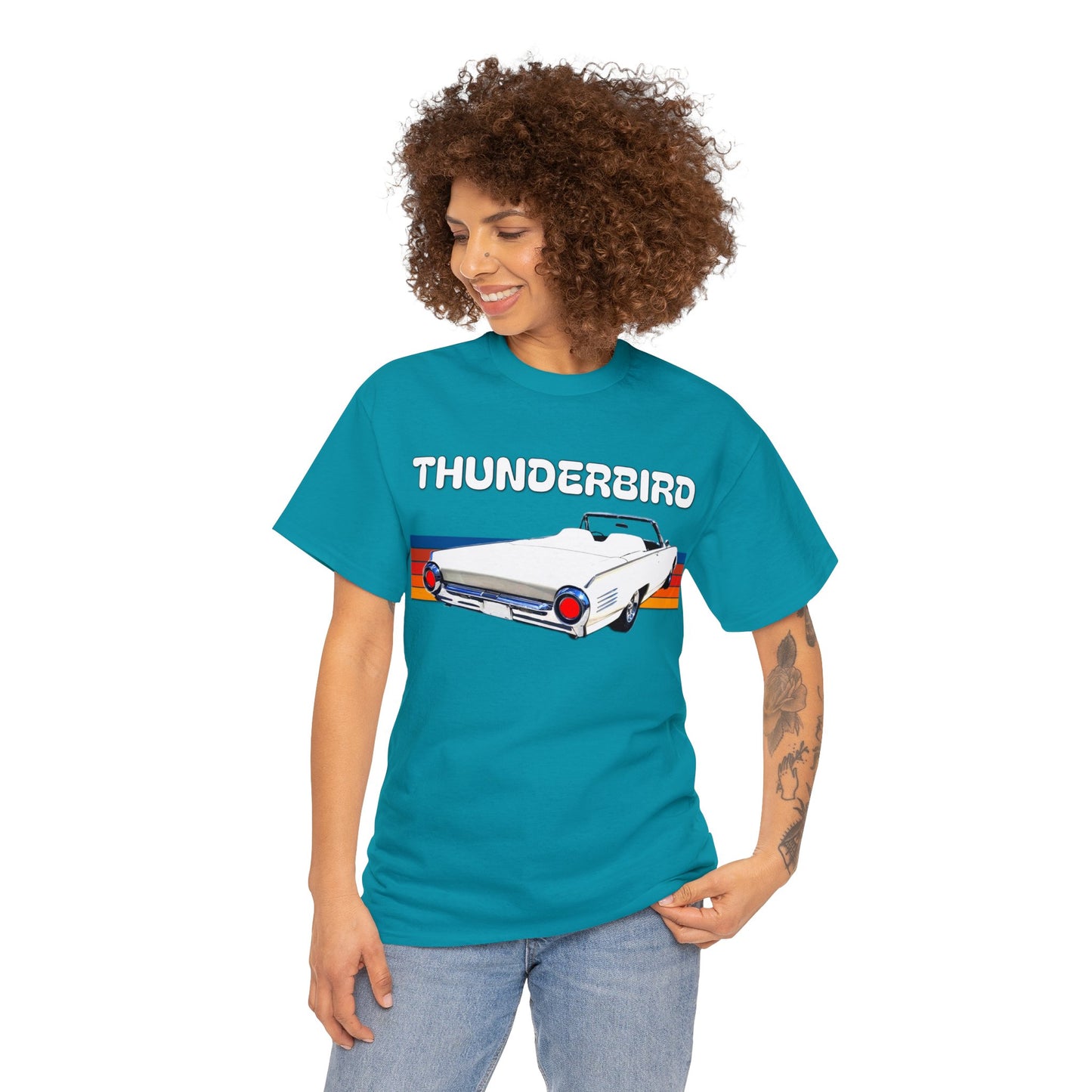 Thunderbird Vintage American Automobile, Antique American Car Heavy Cotton Tee