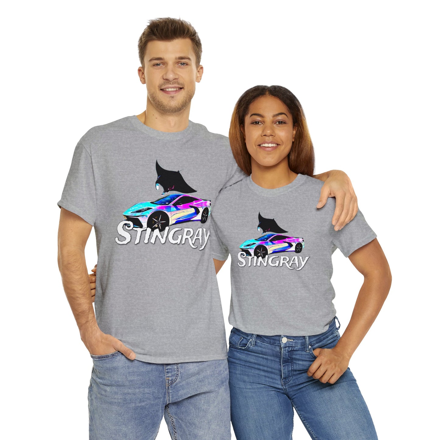 Sting Ray Car, Vette, Stingray Sports Car American Automobile Heavy Cotton Tee