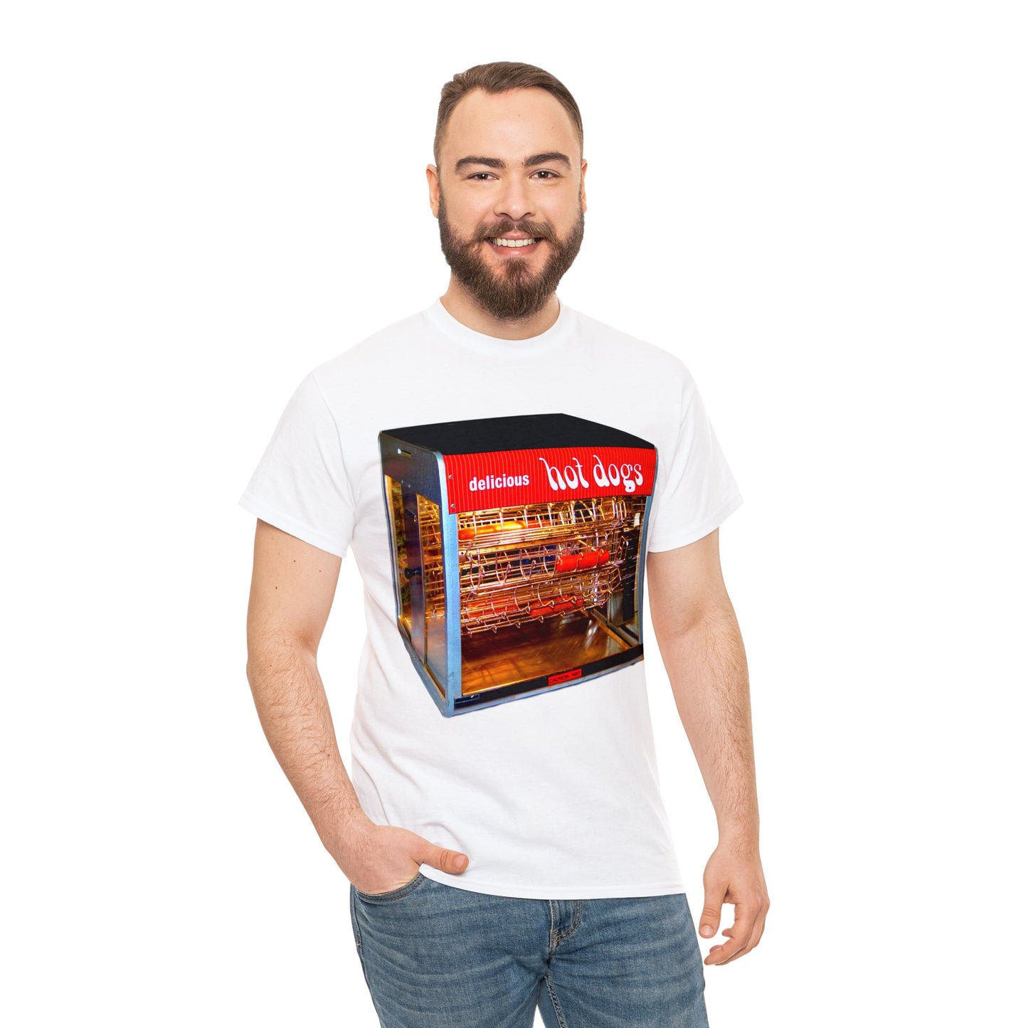 Hot Dog Roller, Hot Dog Vendor, Hot Dog Machine, Delicious Hot Dogs Heavy Cotton Tee
