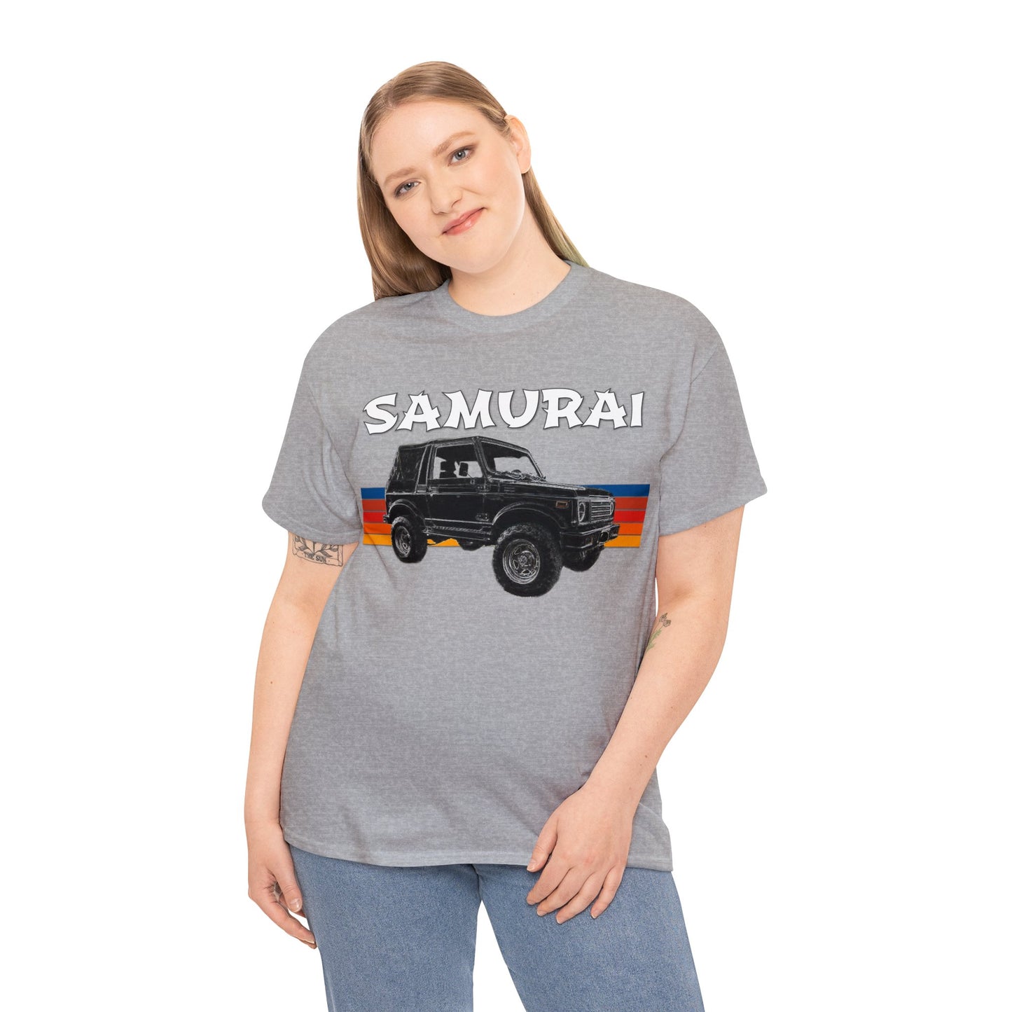 Samurai Vintage Retro 4x4 Truck, Samurai 4 Wheel Drive Car Heavy Cotton Tee