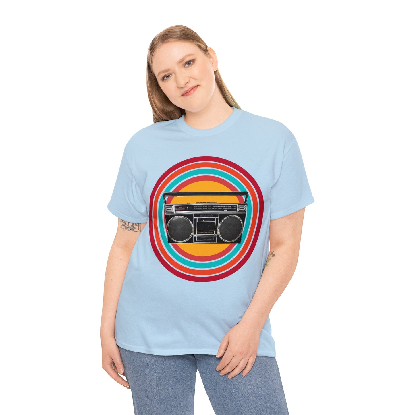 Jam Box, Ghetto Blaster, Boombox, Vintage Radio, Retro Cassette Player Heavy Cotton Tee