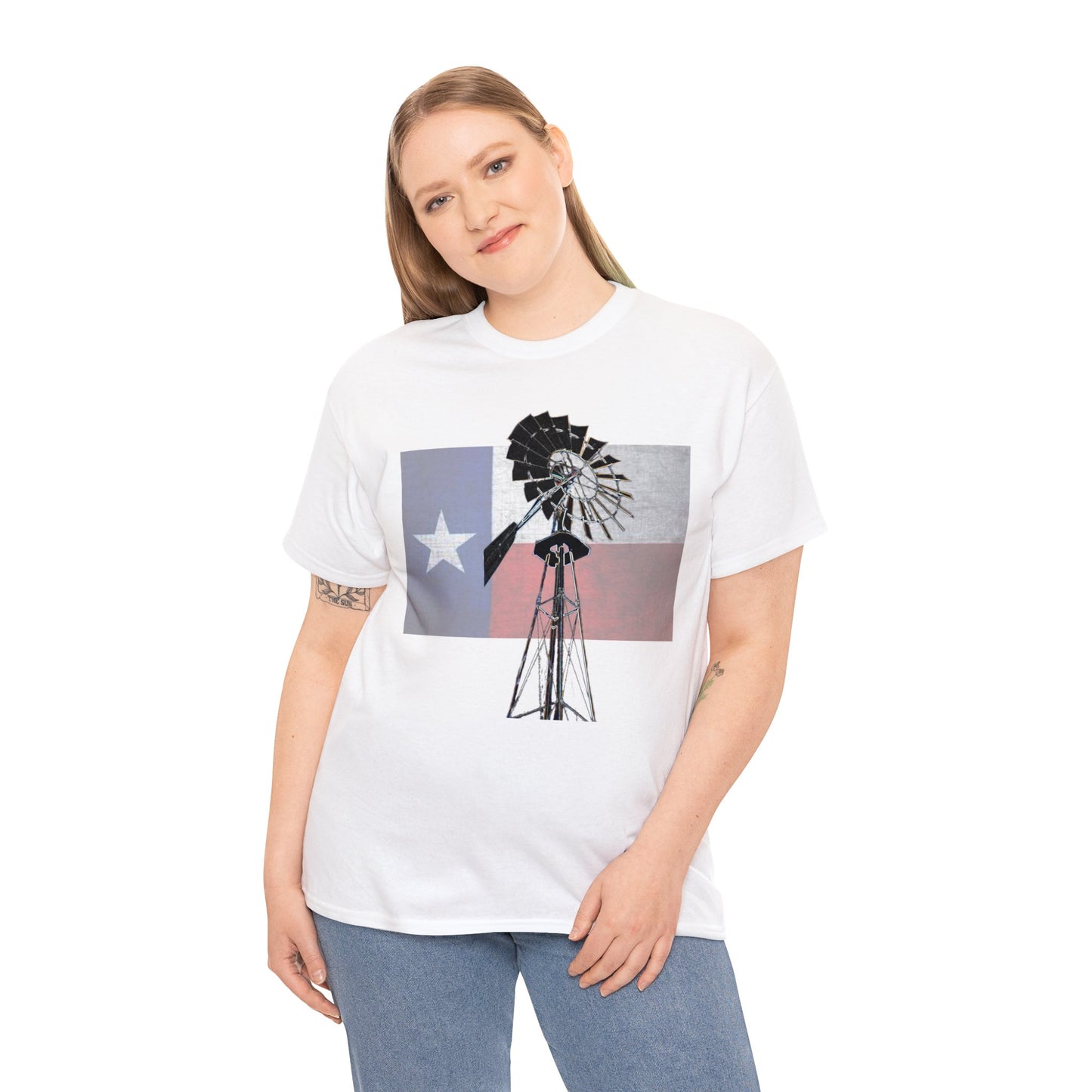 Texas Flag, Windmill, Country Boy, Country Girl, Farmer, Vintage, Retro Heavy Cotton Tee