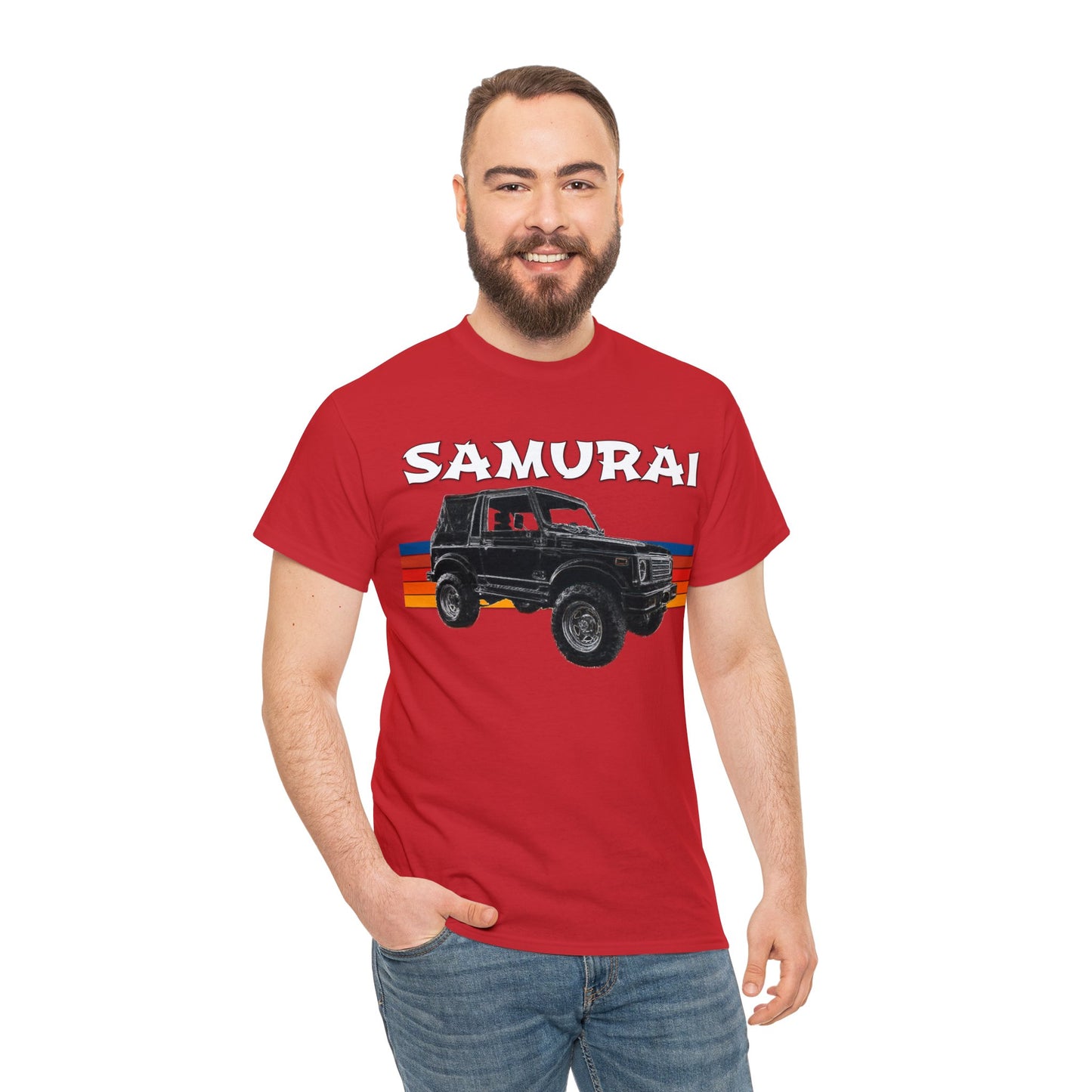 Samurai Vintage Retro 4x4 Truck, Samurai 4 Wheel Drive Car Heavy Cotton Tee