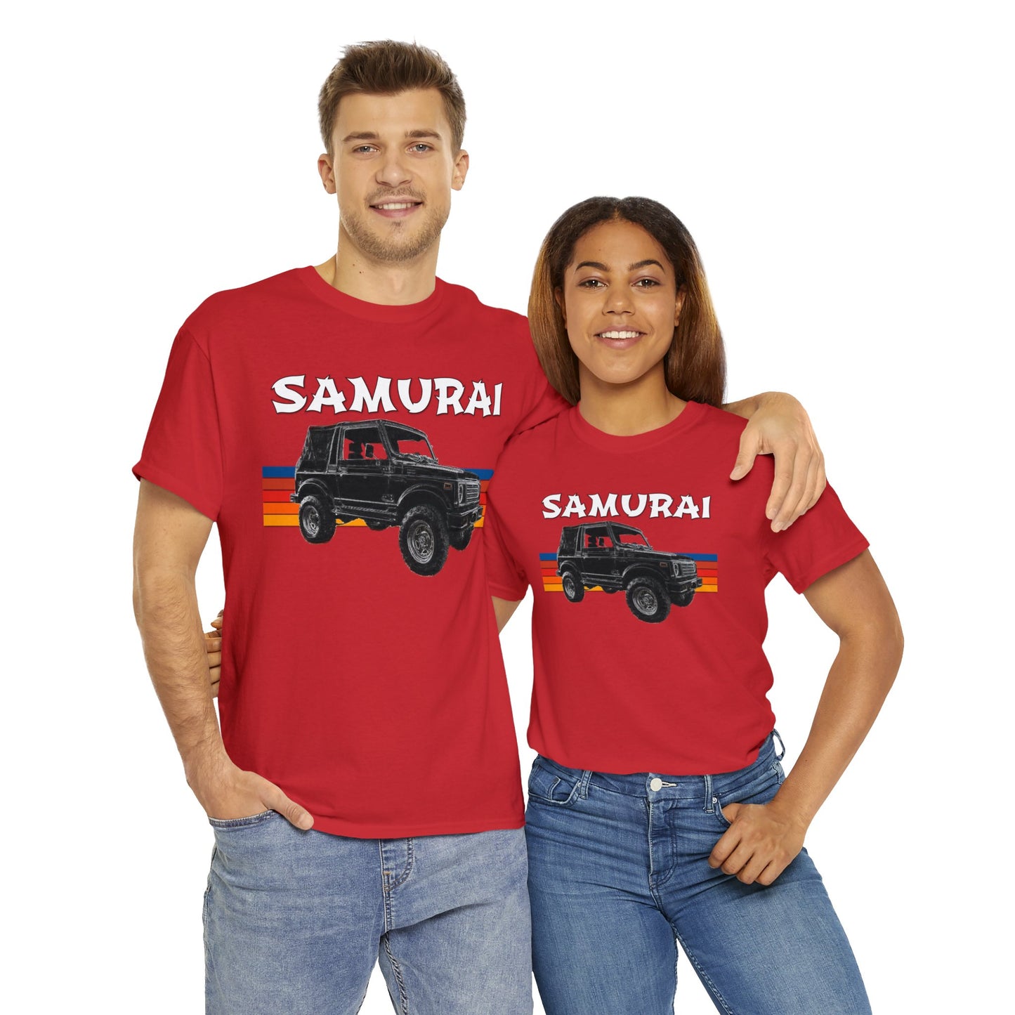 Samurai Vintage Retro 4x4 Truck, Samurai 4 Wheel Drive Car Heavy Cotton Tee