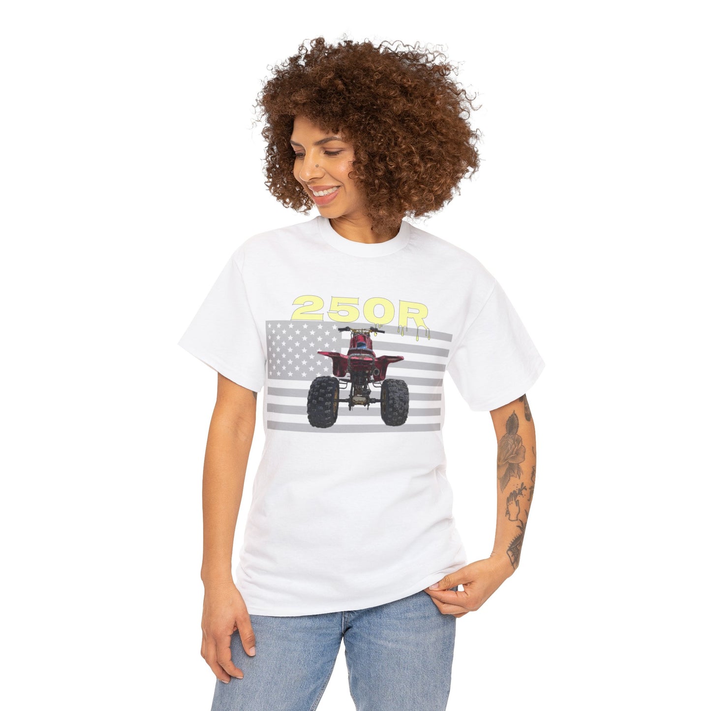 Vintage American flag Three Wheeler, 250R, Retro 3 Wheeler, ATV, ATC Heavy Cotton Tee