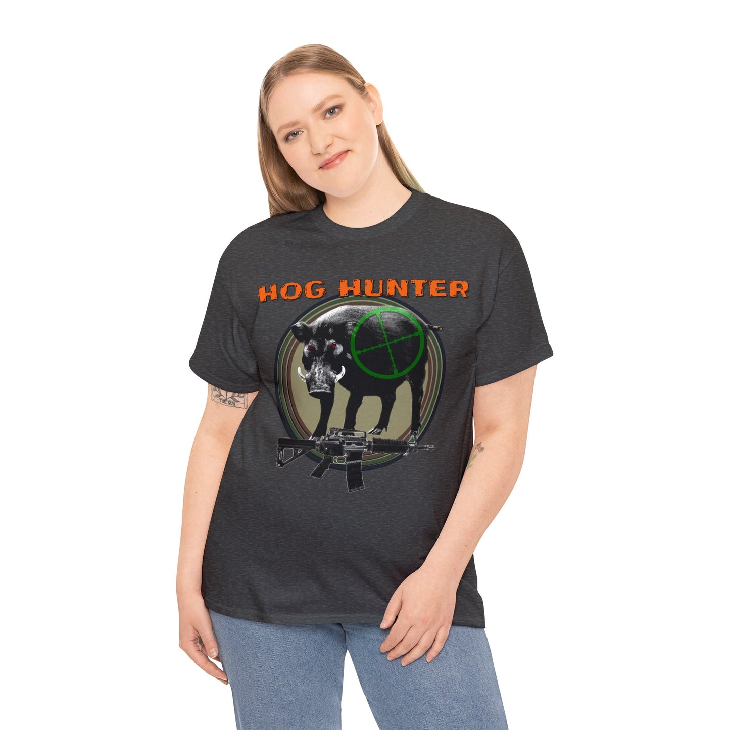 Wild Hog Hunter, Wild Hog, Hog Wild, Hog Boar Hunting Heavy Cotton Tee