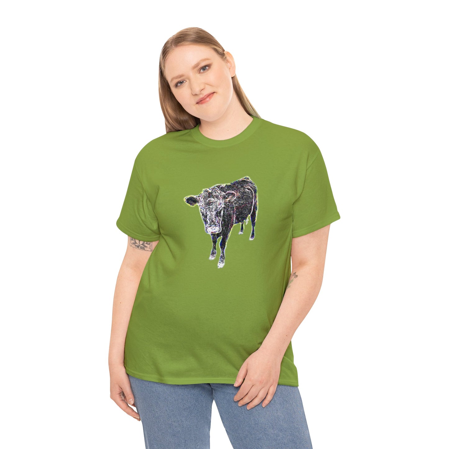 Vintage Retro Cow on the Farm Heavy Cotton Tee