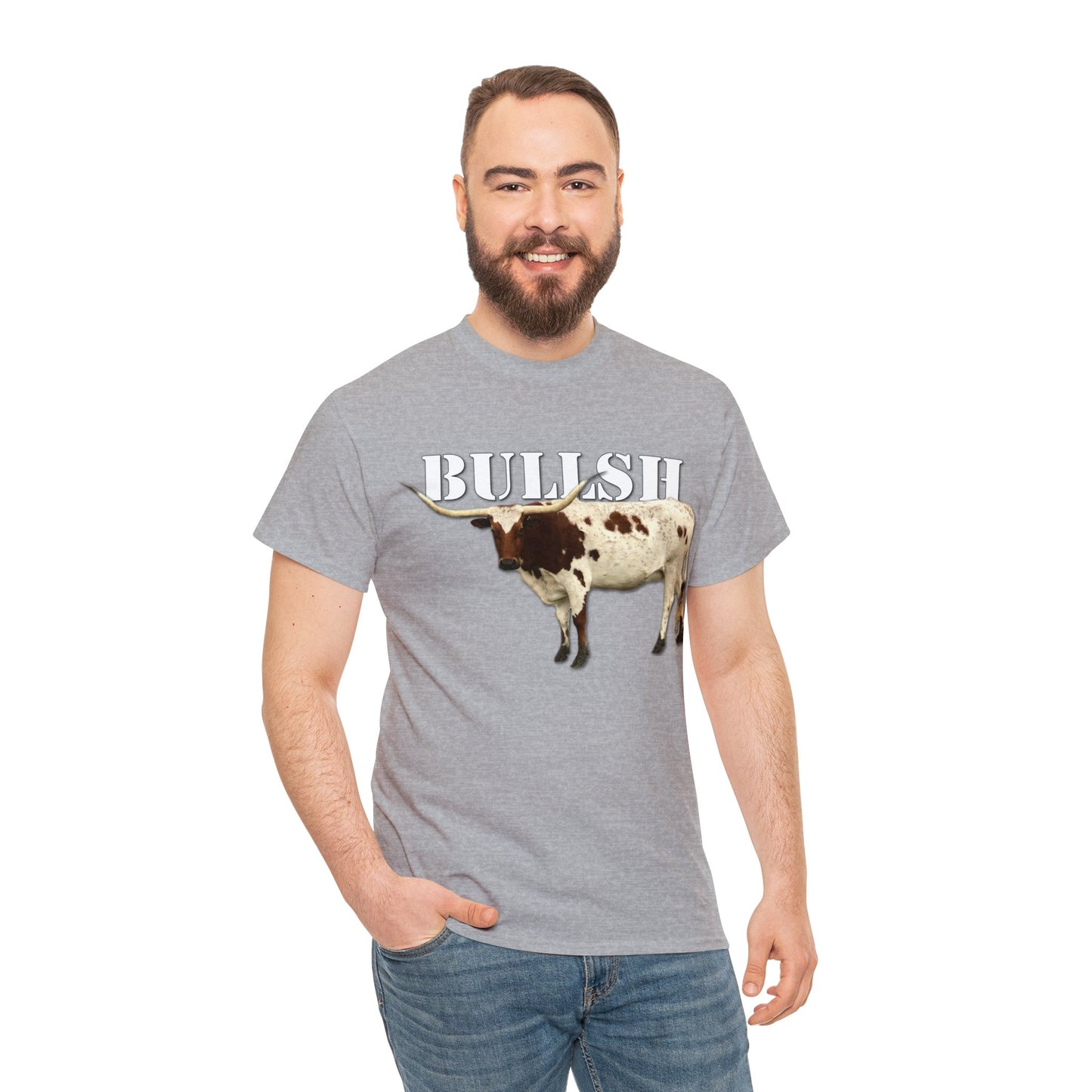 Bullsh, Longhorn, Cow, Cattle, Funny, Texas, Country Heavy Cotton Tee