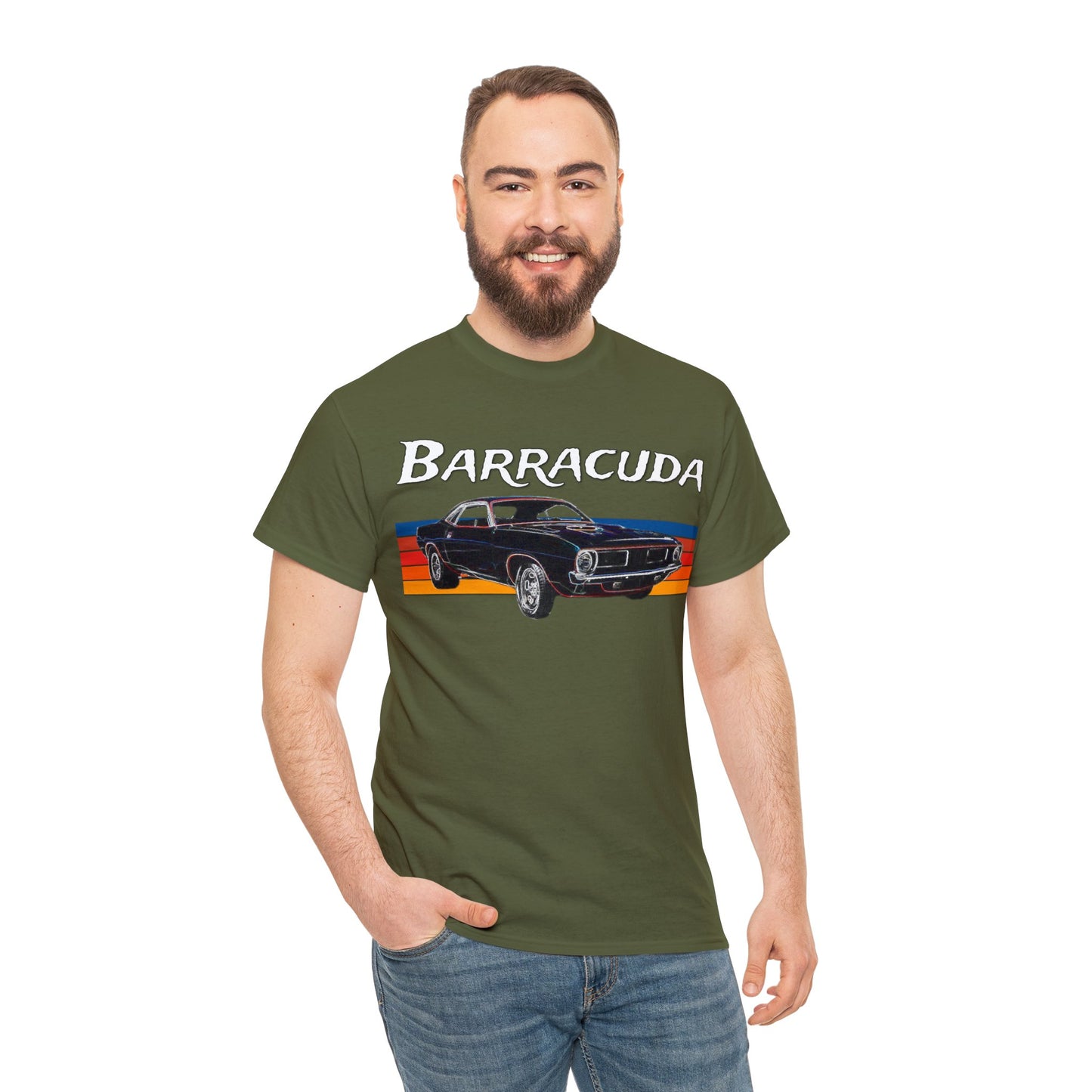 Barracuda Muscle Car, Cuda American Muscle Car, 1970s Car Heavy Cotton Tee