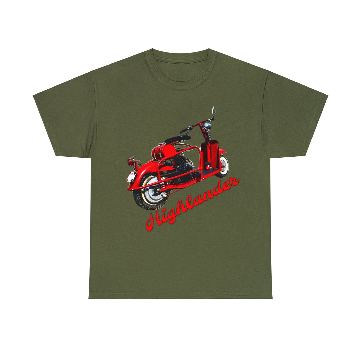 Highlander Mini Bike, Vintage Scooter, Retro Scooter, Moped, Minibike Heavy Cotton Tee