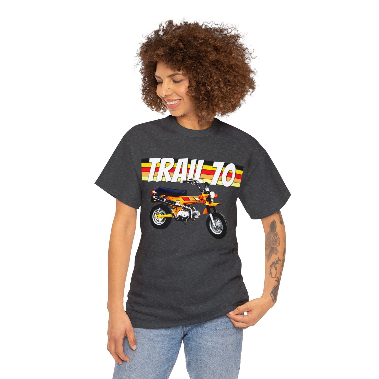 Trail 70 Mini BIke, Vintage Mini Bike, Retro Mini Bike Heavy Cotton Tee