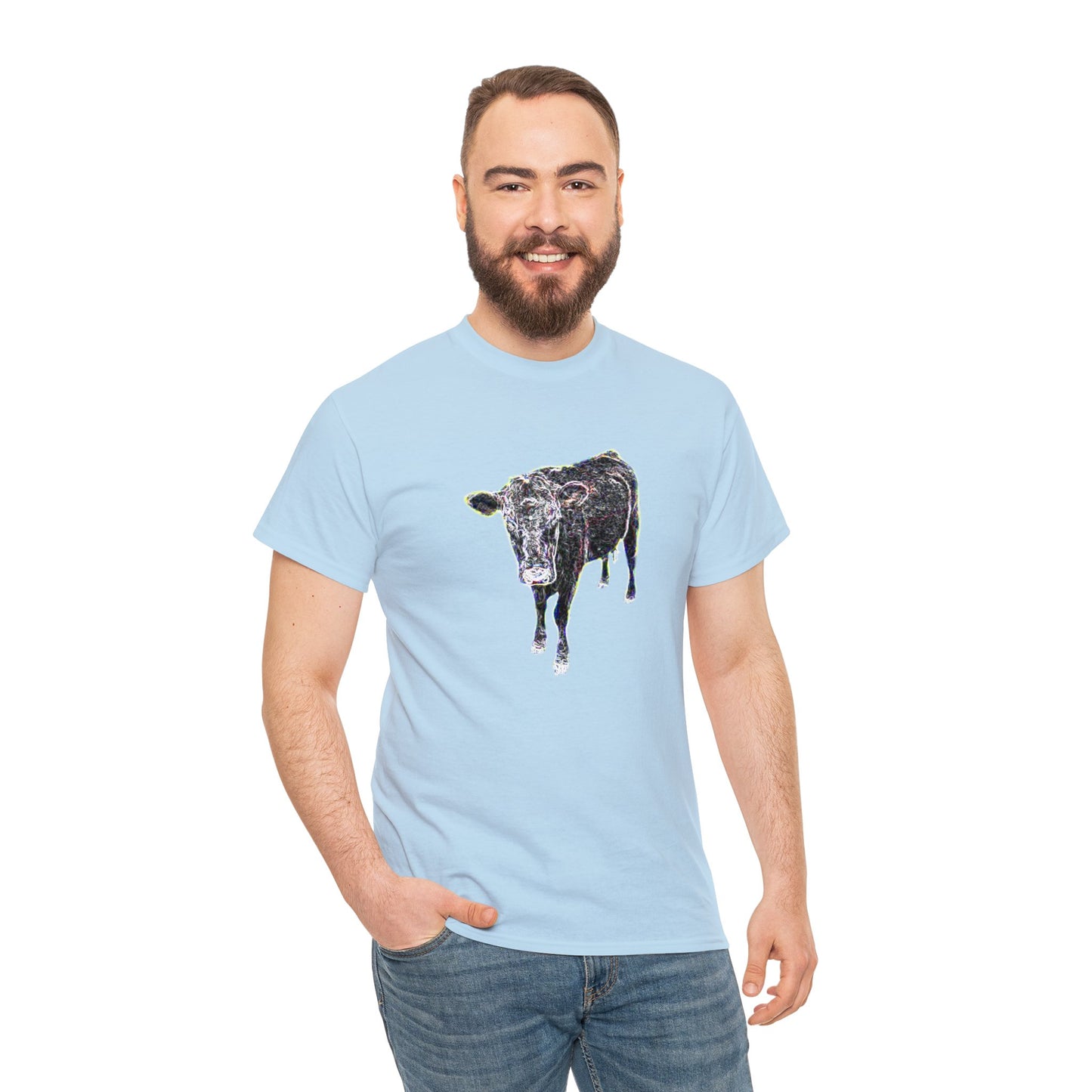 Vintage Retro Cow on the Farm Heavy Cotton Tee