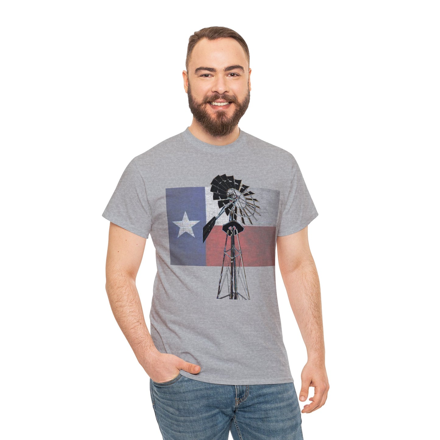 Texas Flag, Windmill, Country Boy, Country Girl, Farmer, Vintage, Retro Heavy Cotton Tee