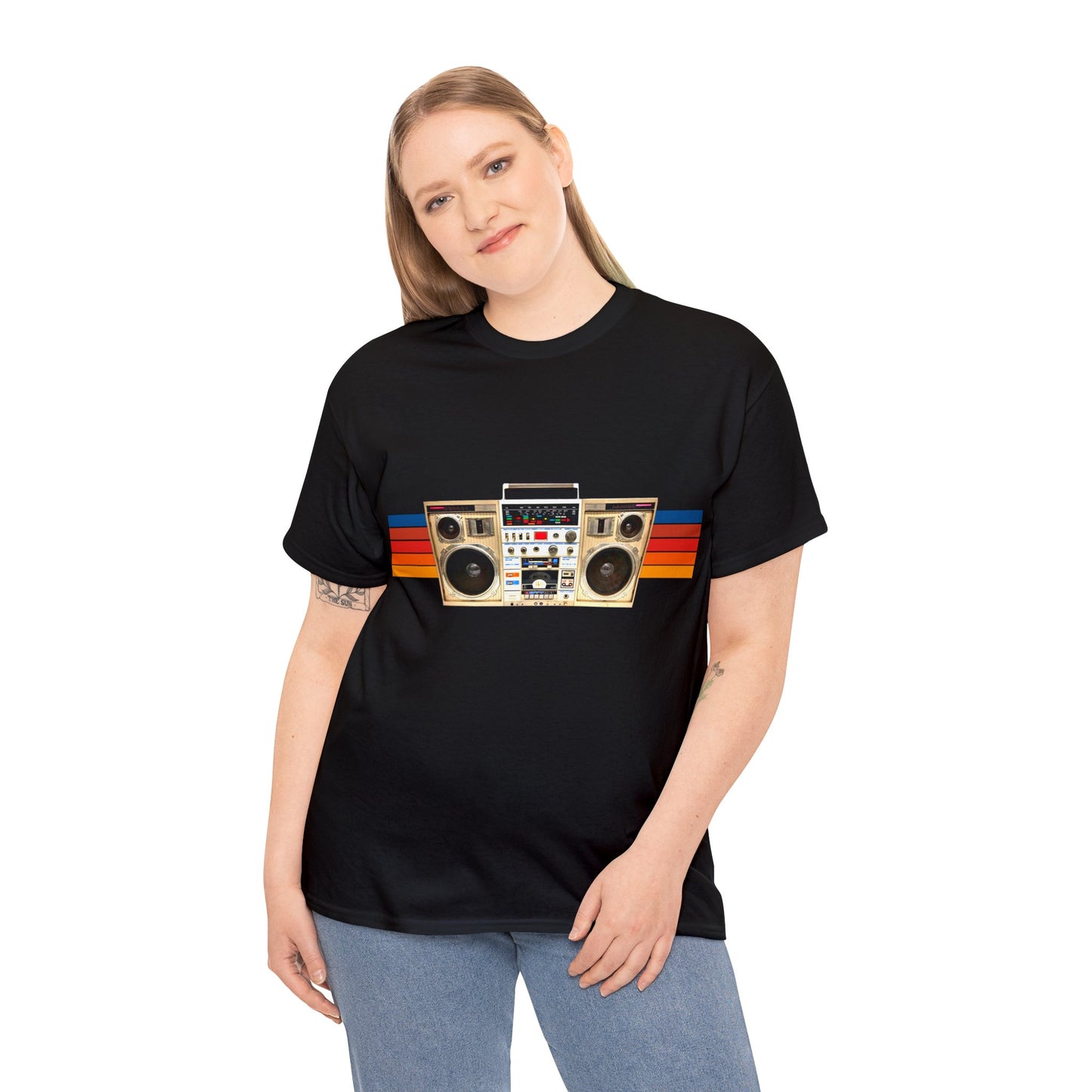 Jam Box, Ghetto Blaster, Boombox, Vintage Radio, Retro Cassette Player Heavy Cotton Tee