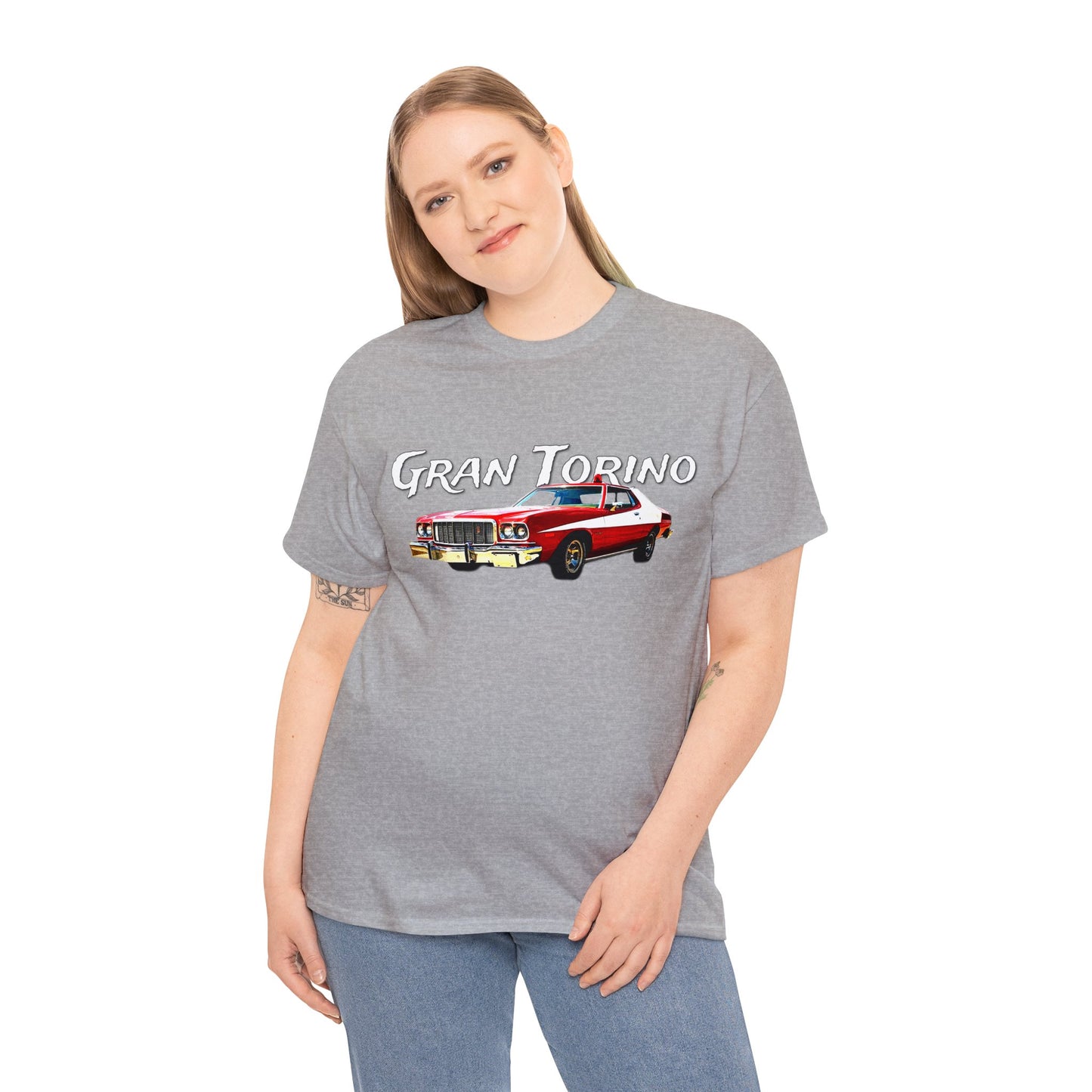 Gran Torino, Vintage Car, Retro Automobile, American Antique Car Heavy Cotton Tee