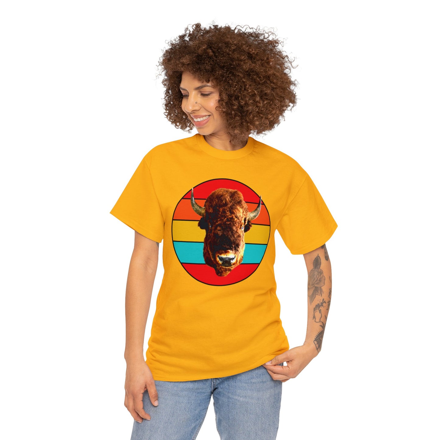 Buffalo Bison Head, Buffalo Mount, Wild Buffalo Heavy Cotton Tee