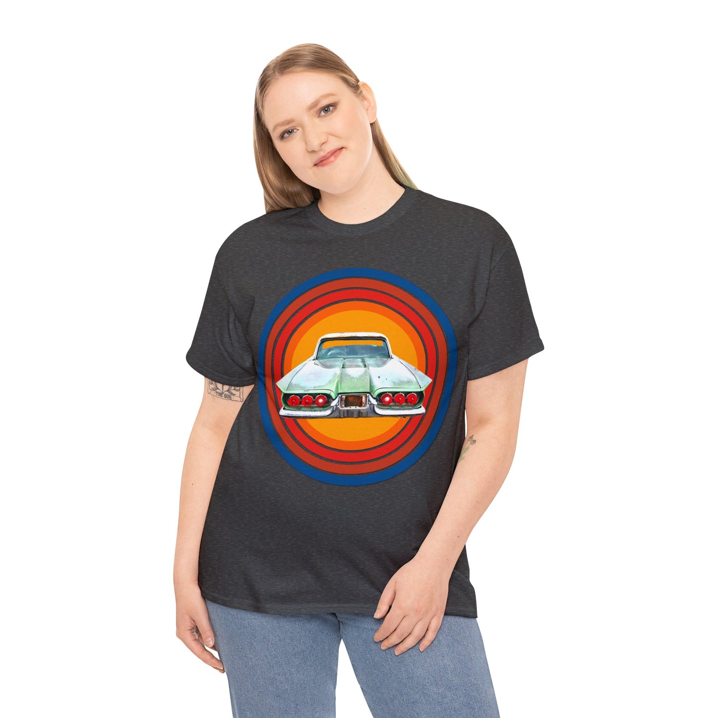 1960s Thunderbird Vintage American Automobile, Antique American Car Heavy Cotton Tee