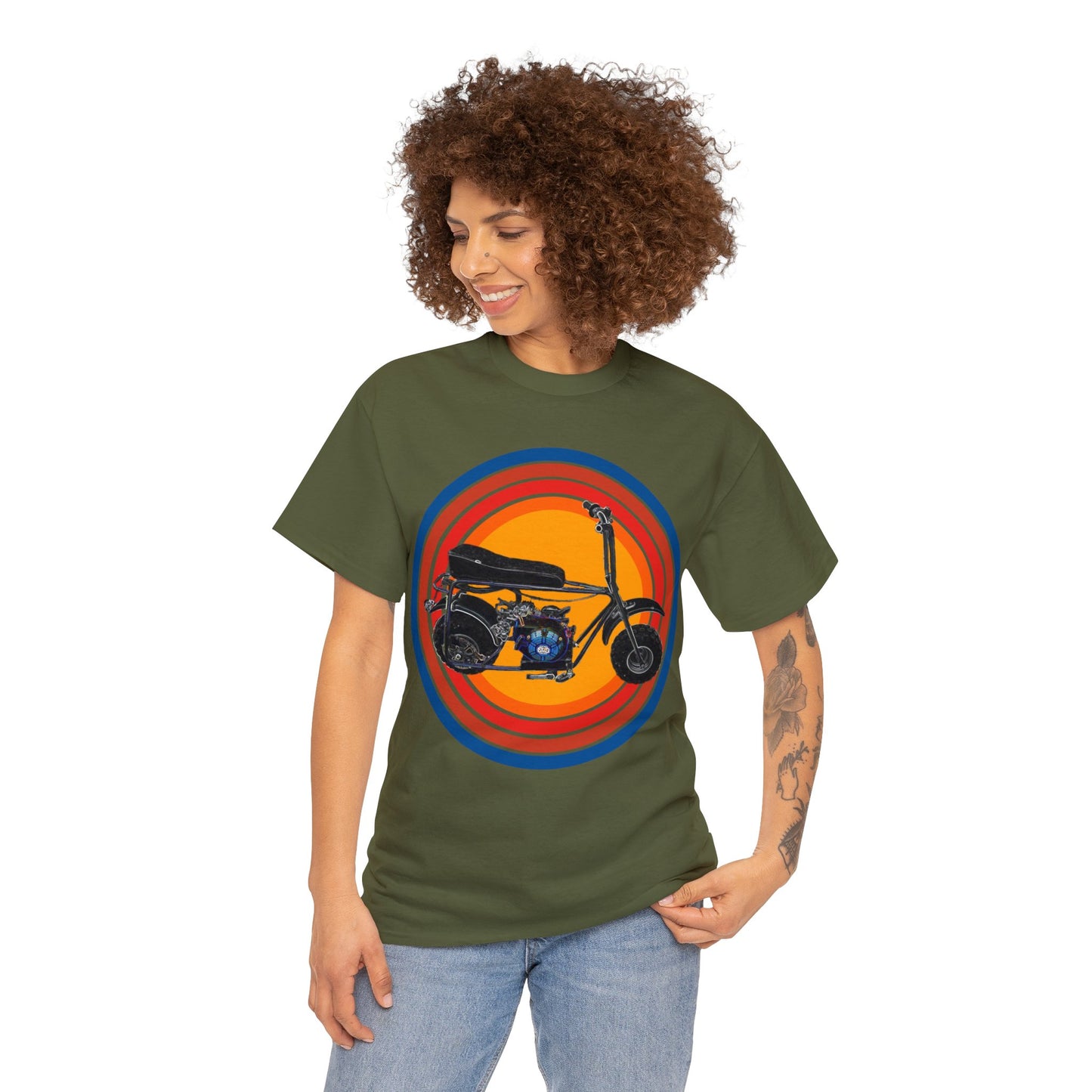 Mini Bike, Scooter, Vintage, Retro, Motorcycle, Moped Heavy Cotton Tee