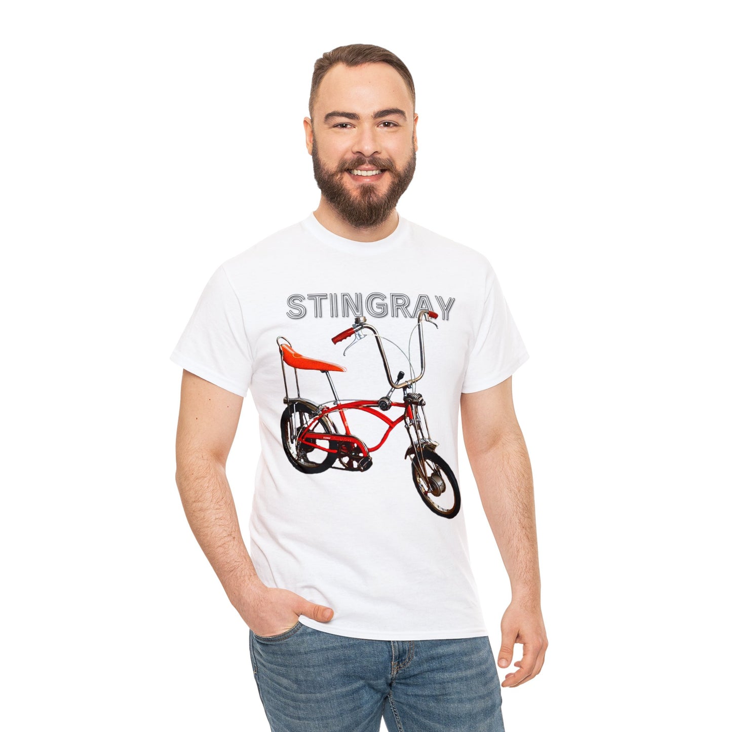 Stingray Krate Bicycle, Vintage Stick Shift Bike, Banana Seat Bike Heavy Cotton Tee