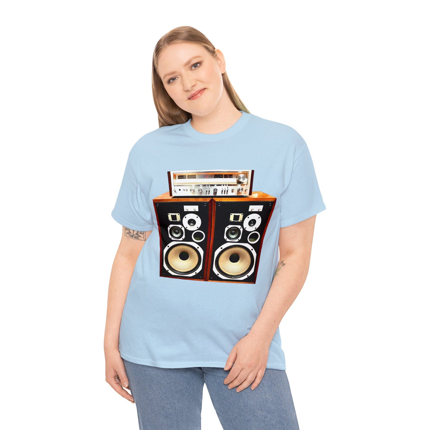 Vintage Stereo Receiver and Speakers, Audiophile, Retro Stereo, High Fidelity Heavy Cotton Tee