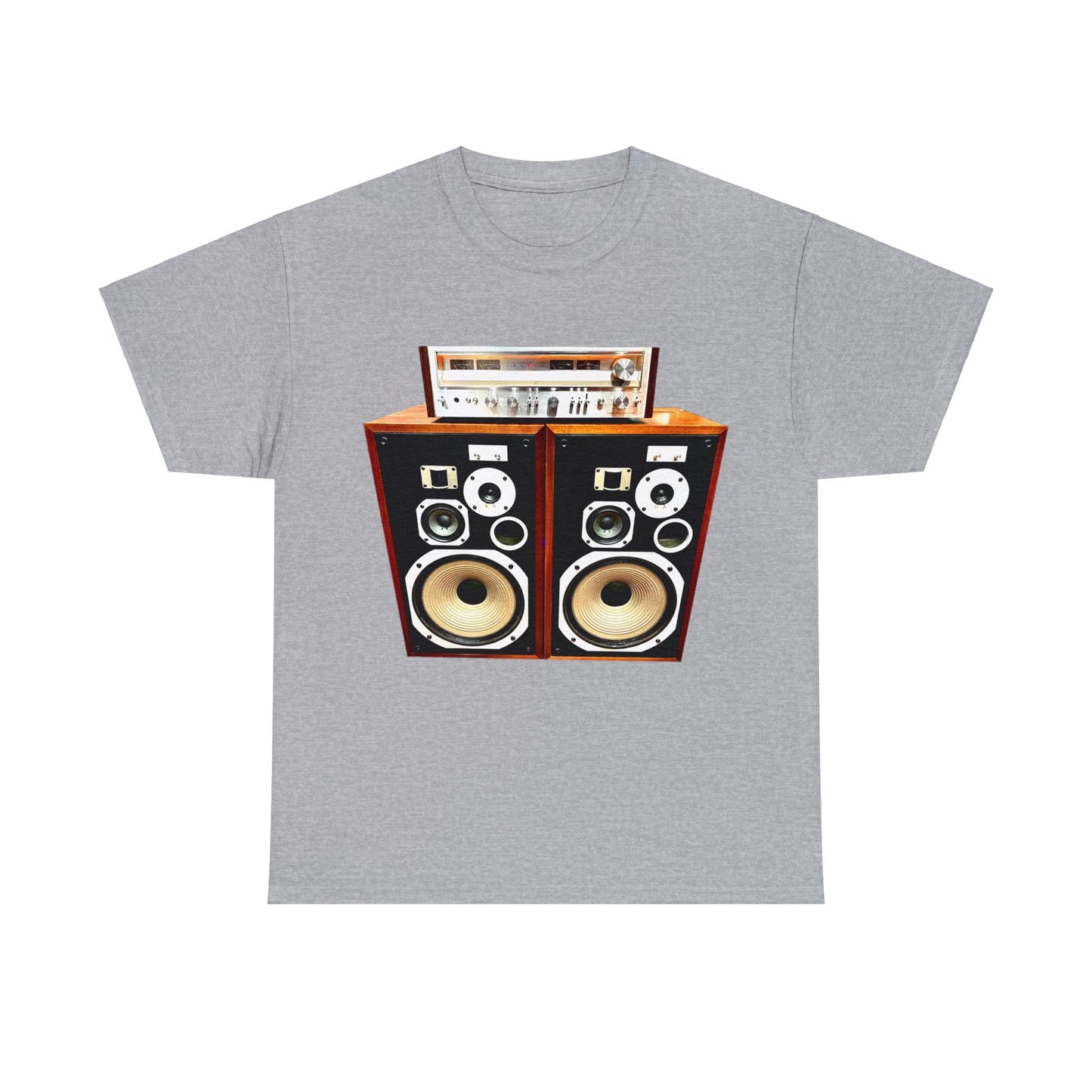 Vintage Stereo Receiver and Speakers, Audiophile, Retro Stereo, High Fidelity Heavy Cotton Tee