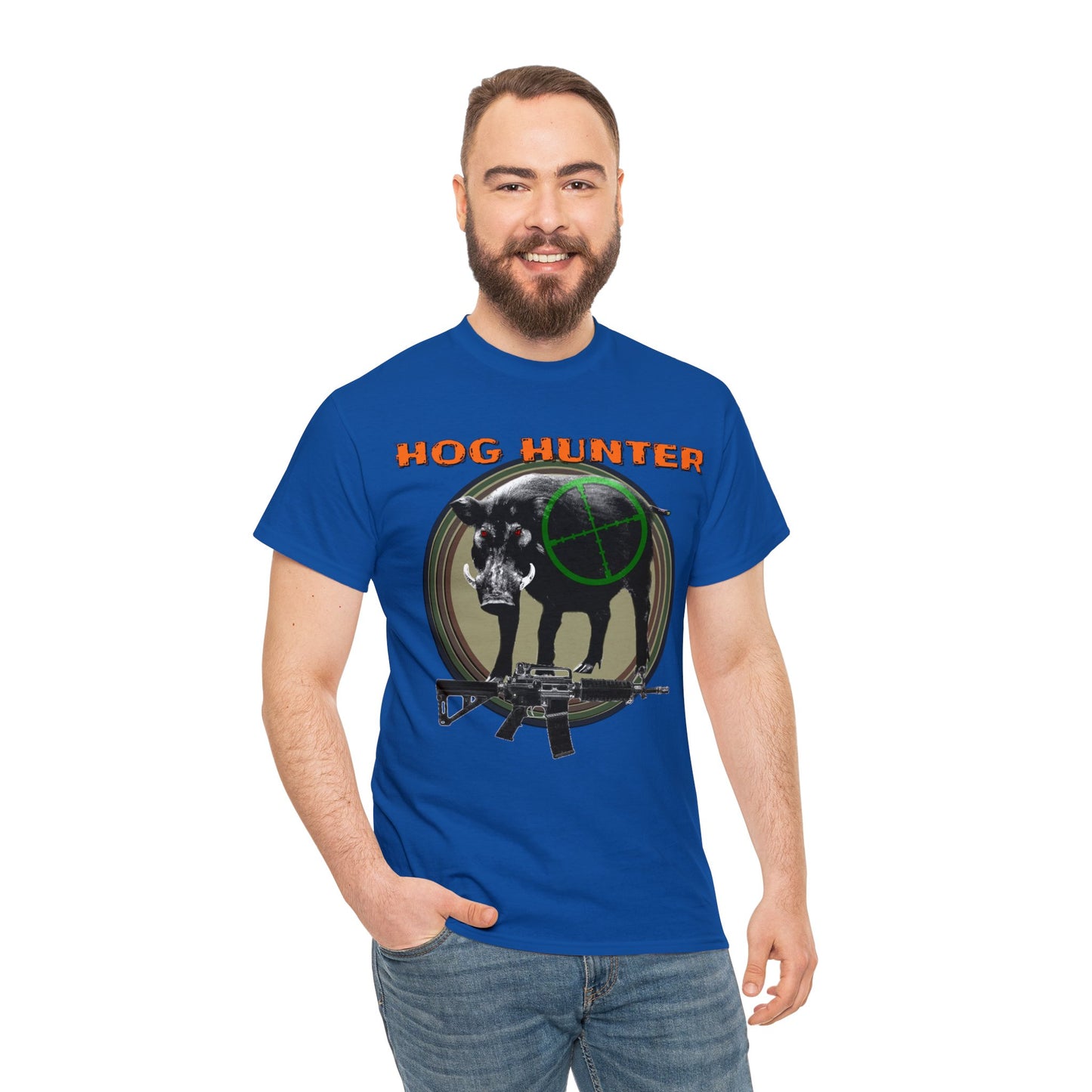 Wild Hog Hunter, Wild Hog, Hog Wild, Hog Boar Hunting Heavy Cotton Tee