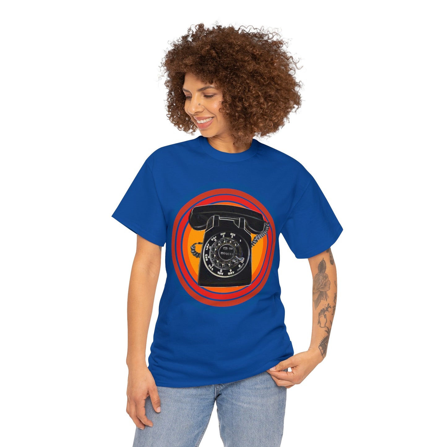 Vintage Retro Rotary Antique Telephone Phone Heavy Cotton Tee