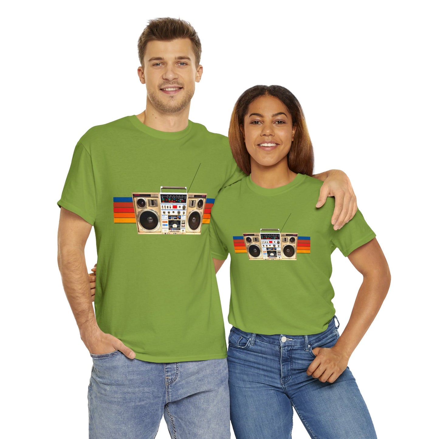 Jam Box, Ghetto Blaster, Boombox, Vintage Radio, Retro Cassette Player Heavy Cotton Tee