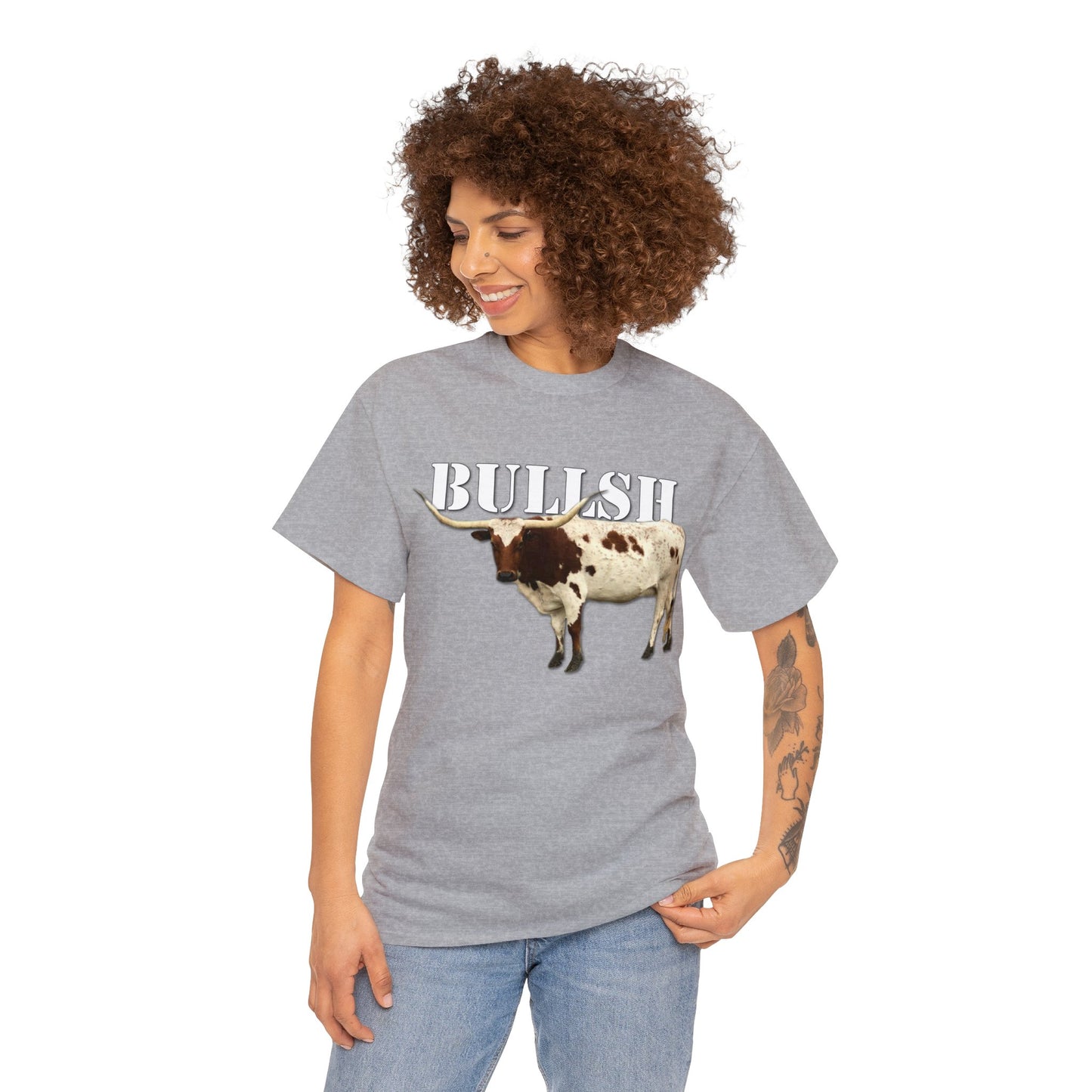 Bullsh, Longhorn, Cow, Cattle, Funny, Texas, Country Heavy Cotton Tee