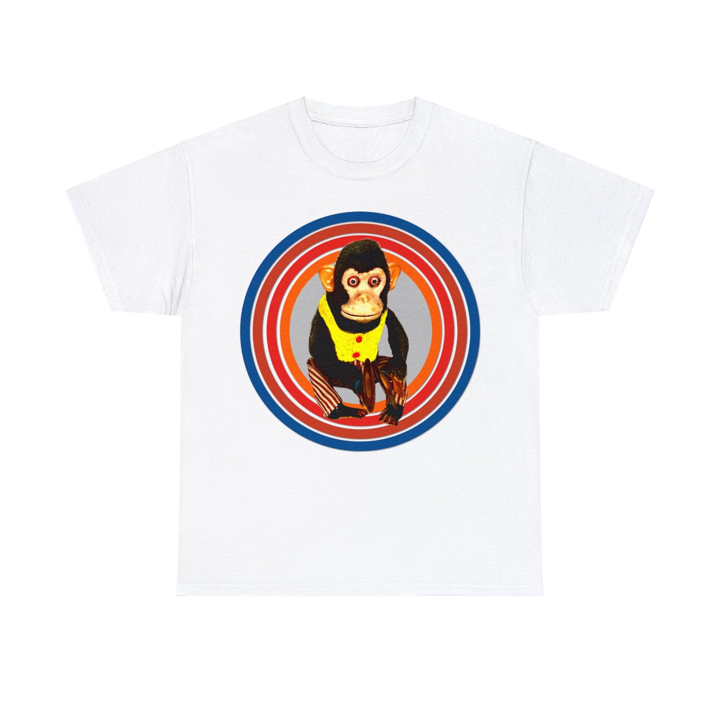 Cymbal Chimp Toy, Jolly Monkey With Cymbals Vintage Retro Heavy Cotton Tee