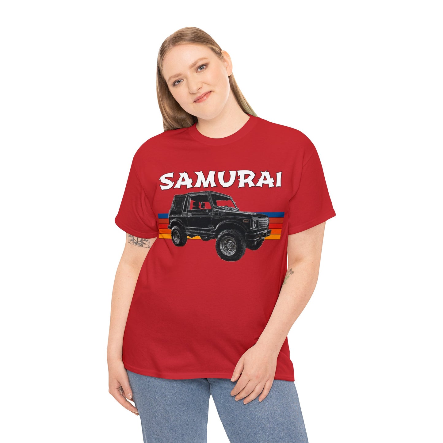 Samurai Vintage Retro 4x4 Truck, Samurai 4 Wheel Drive Car Heavy Cotton Tee