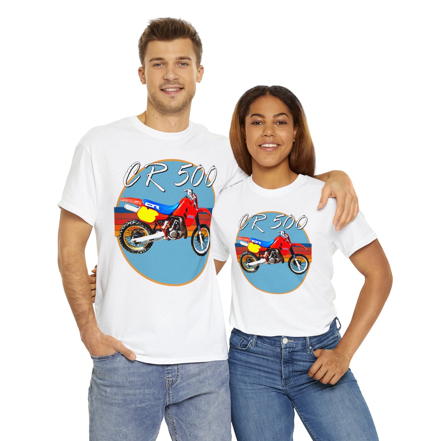 CR 500 Vintage Retro Motor Cross Motocross Motorcycle Dirt Bike Heavy Cotton Tee