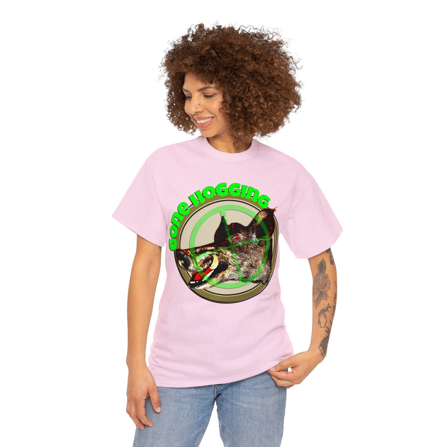 Wild Hog Hunter, Wild Hog, Hog Wild, Hog Boar Hunting Heavy Cotton Tee